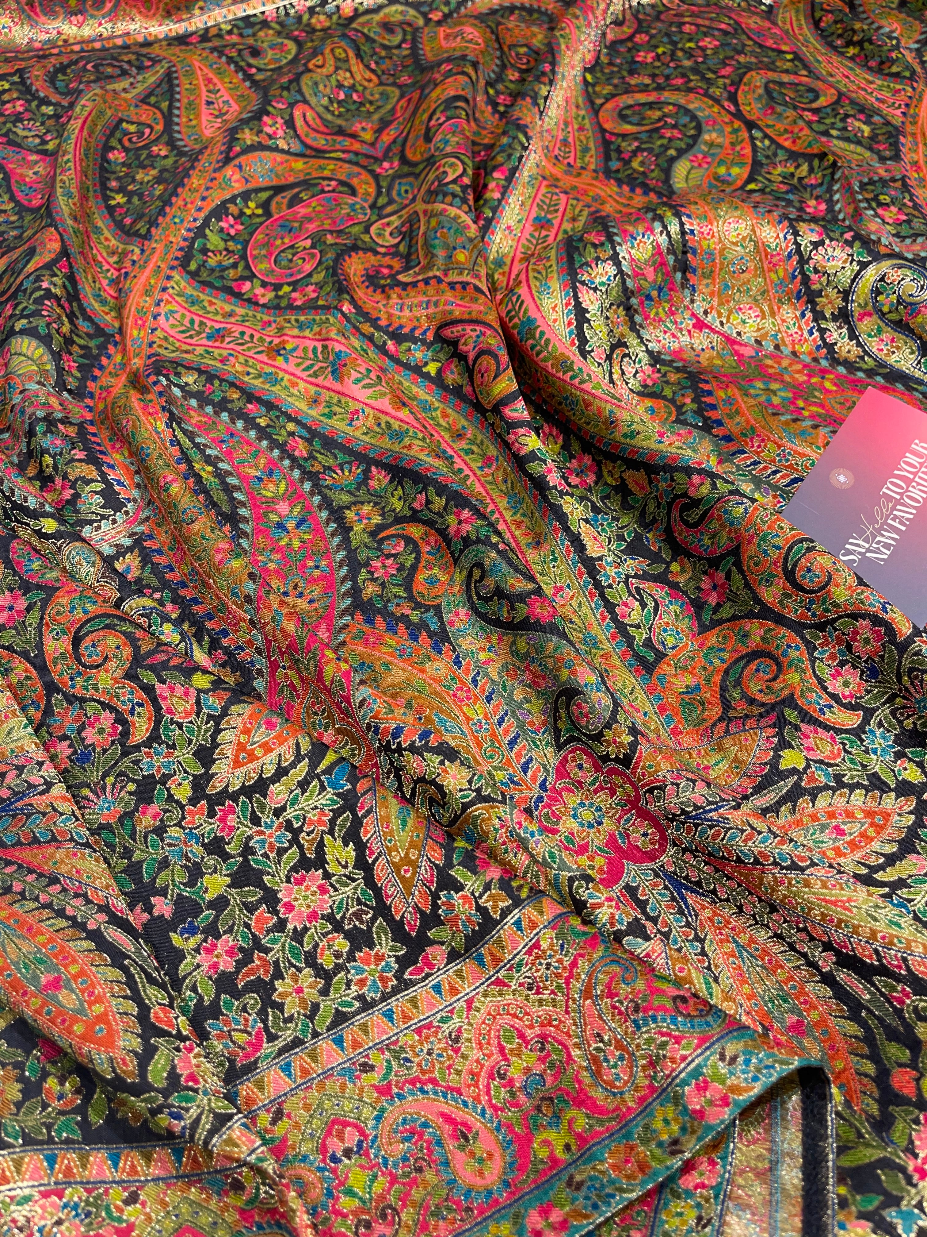 Pashmina silk saree - Black Elegance PS05