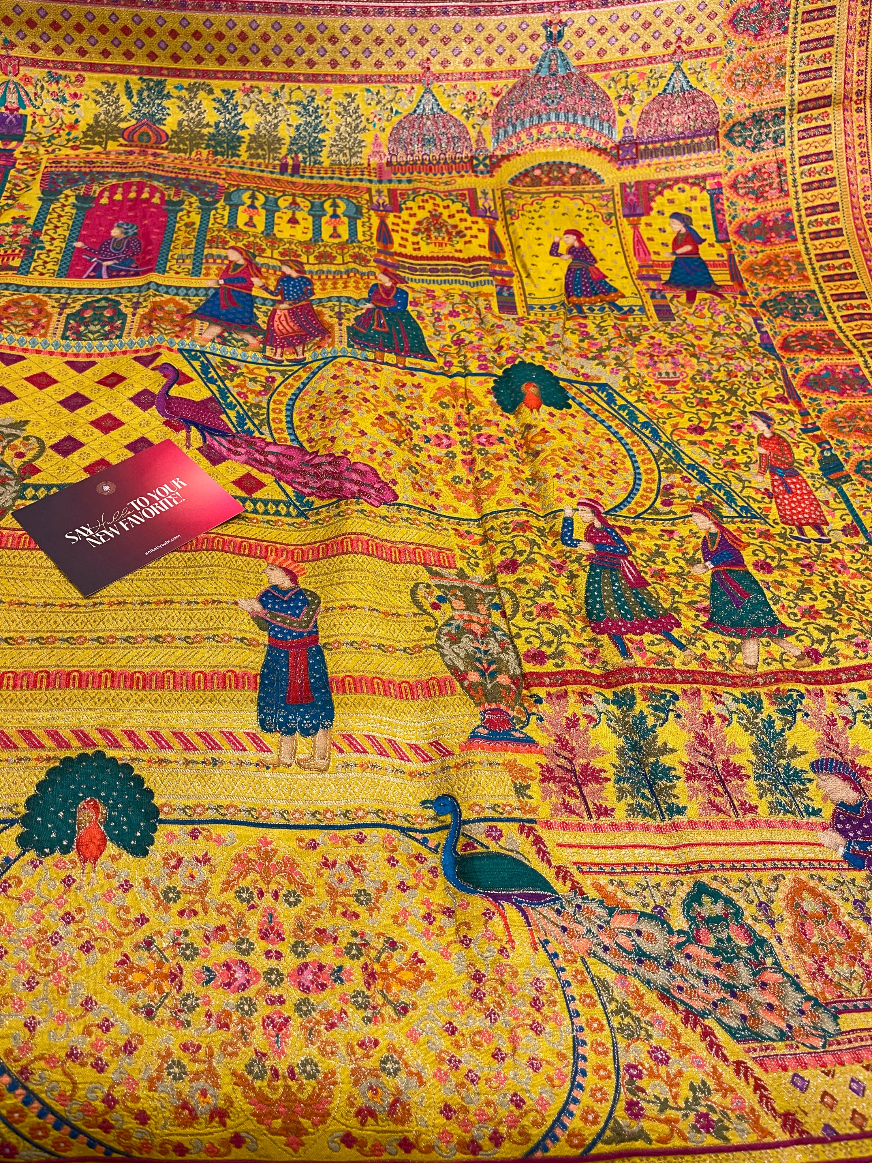 Pashmina silk saree - yellow Brocade PS02