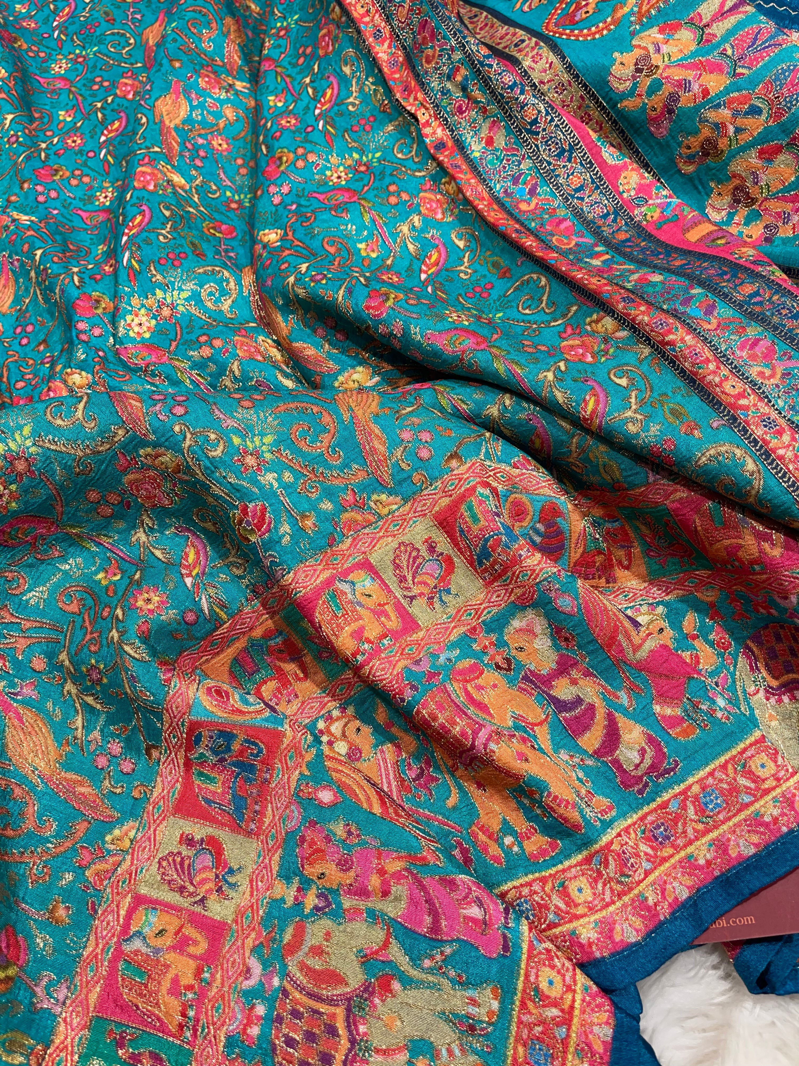 Pashmina Pure Munga silk saree - RAMABLUE