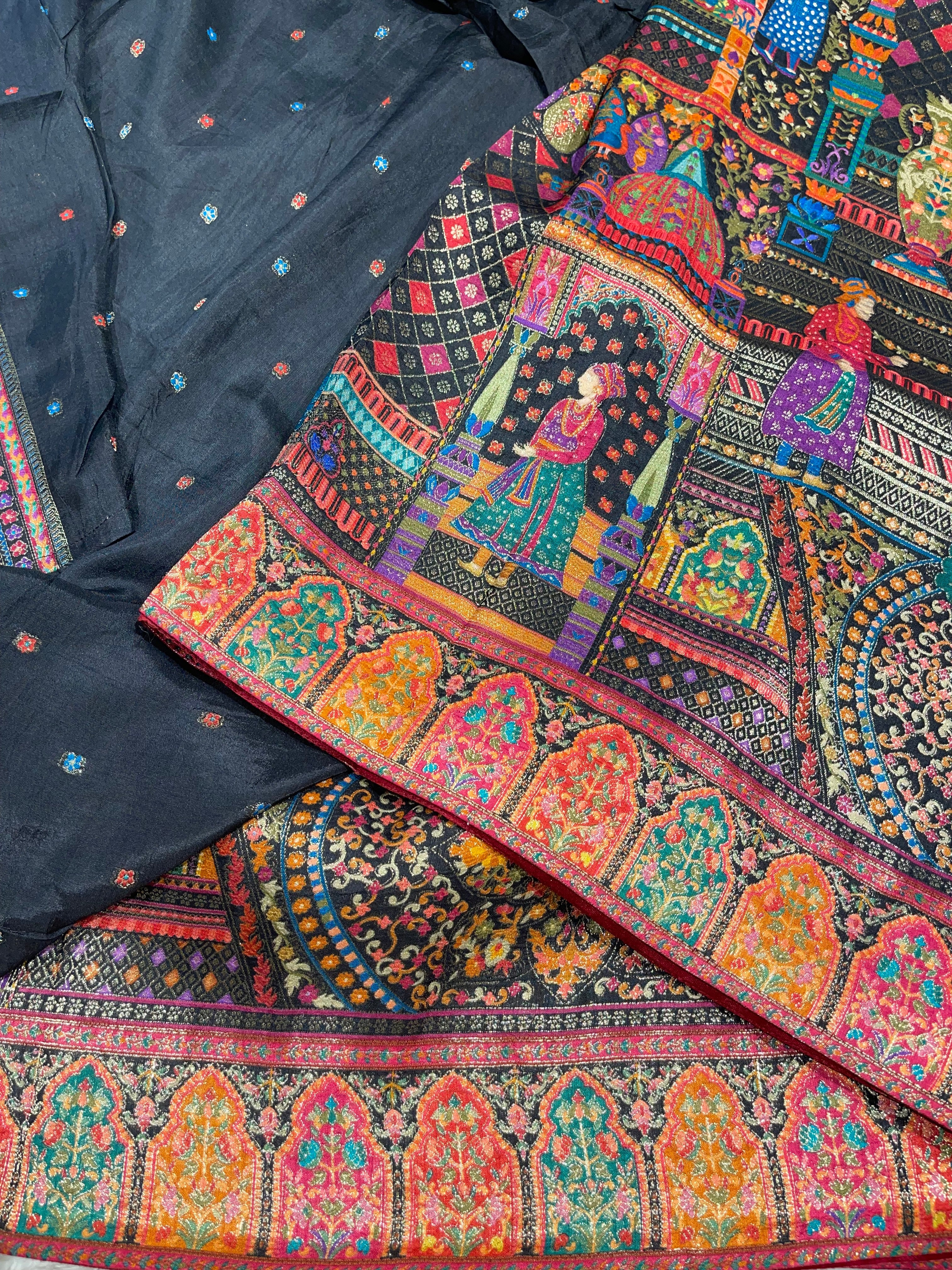 Pashmina silk saree - Black brocade PS01