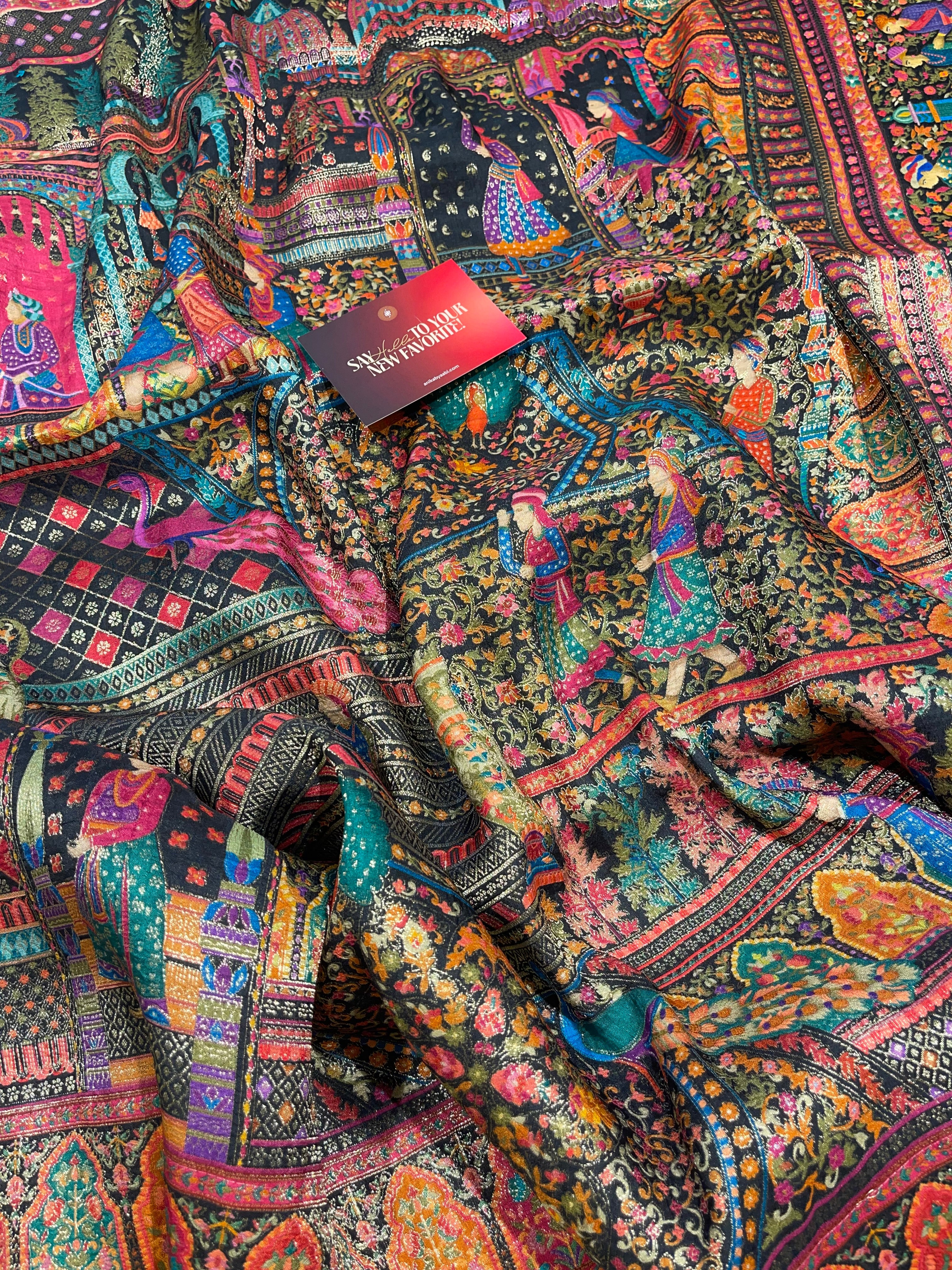 Pashmina silk saree - Black brocade PS01