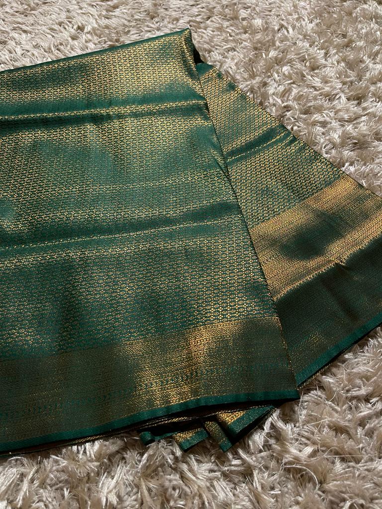 ROYAL AFFAIR- BOTTLE GREEN BANARASI BROCADE SILK SAREE