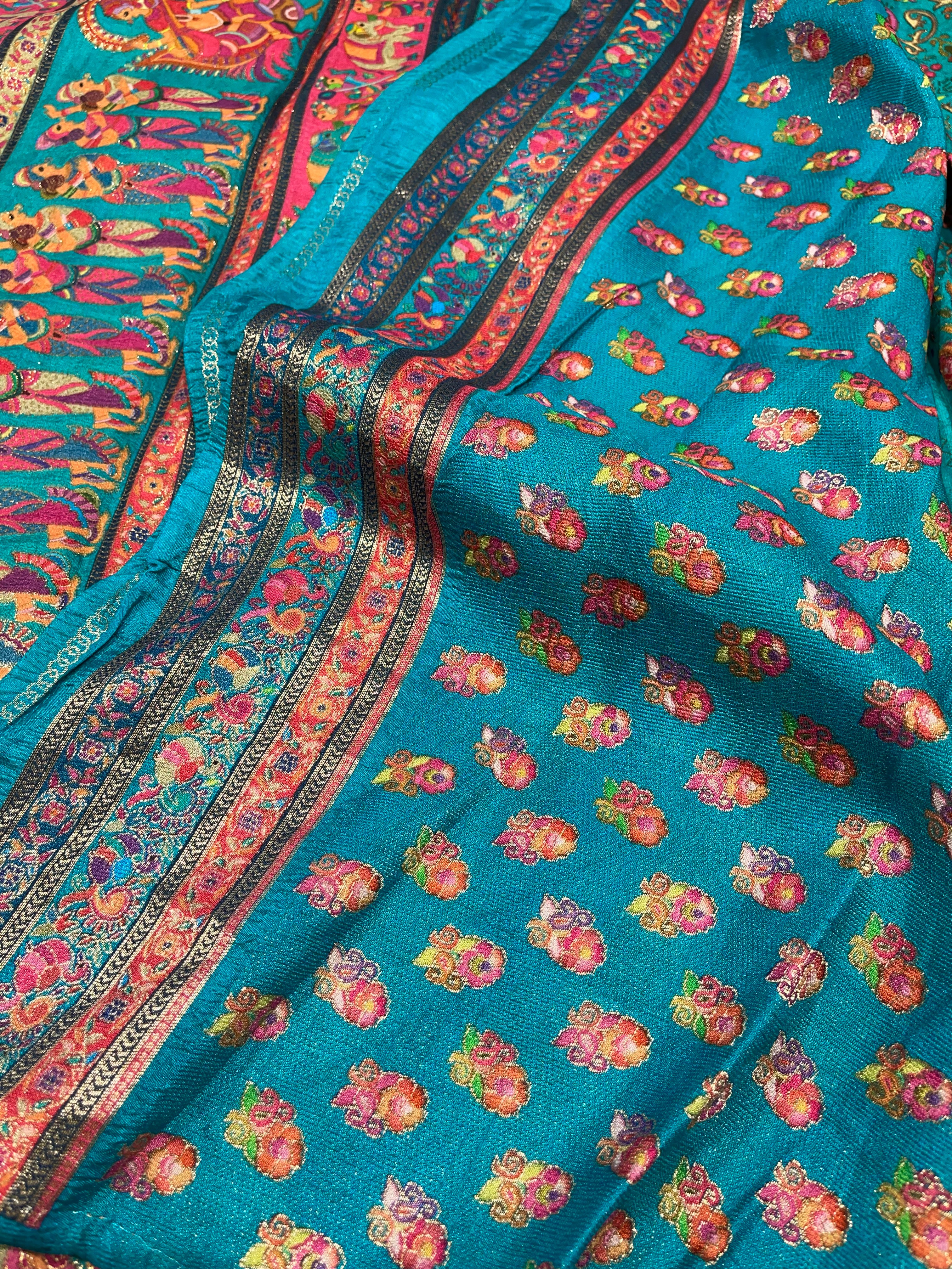 Pashmina Pure Munga silk saree - RAMABLUE