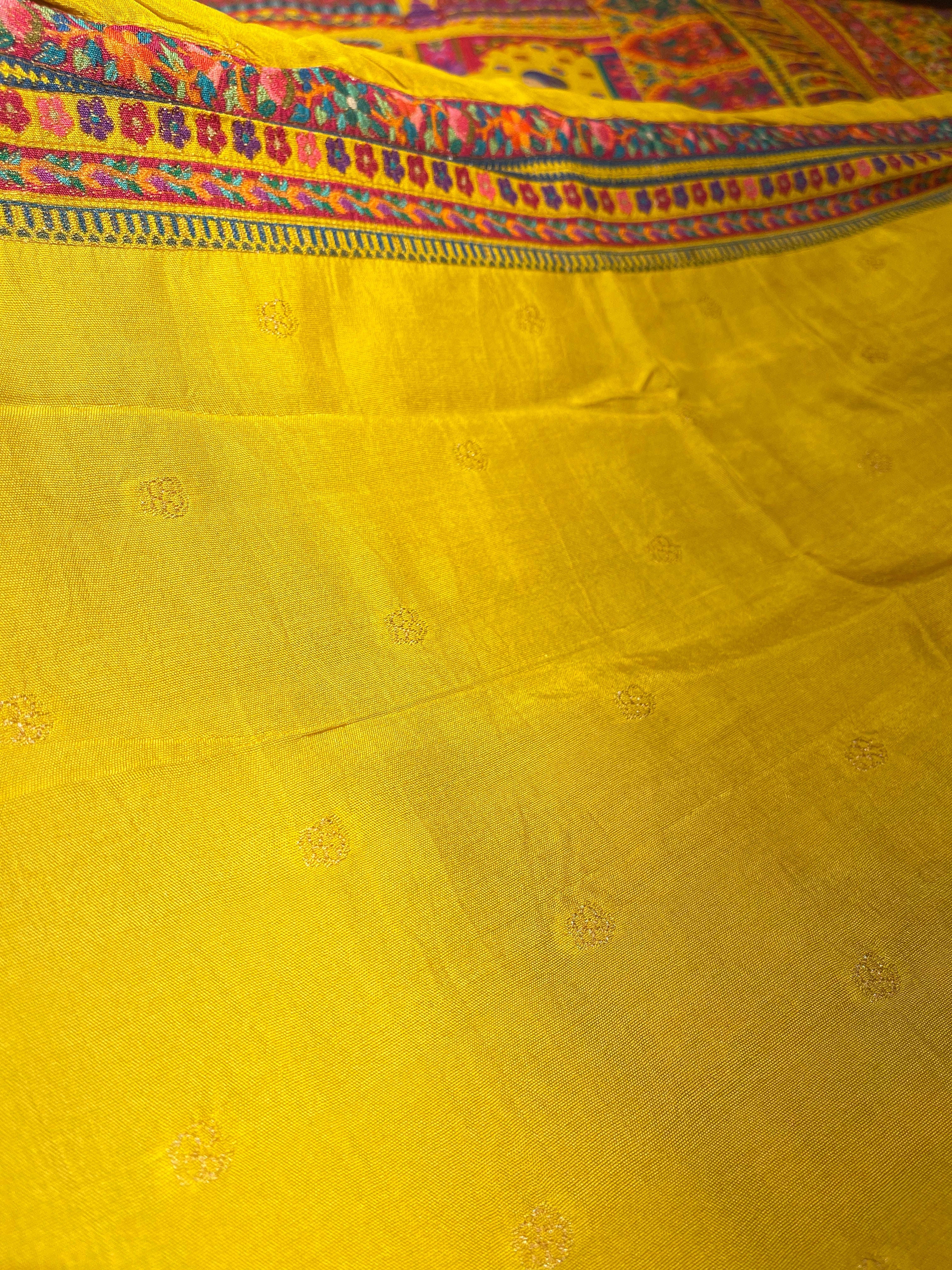 Pashmina silk saree - yellow Brocade PS02