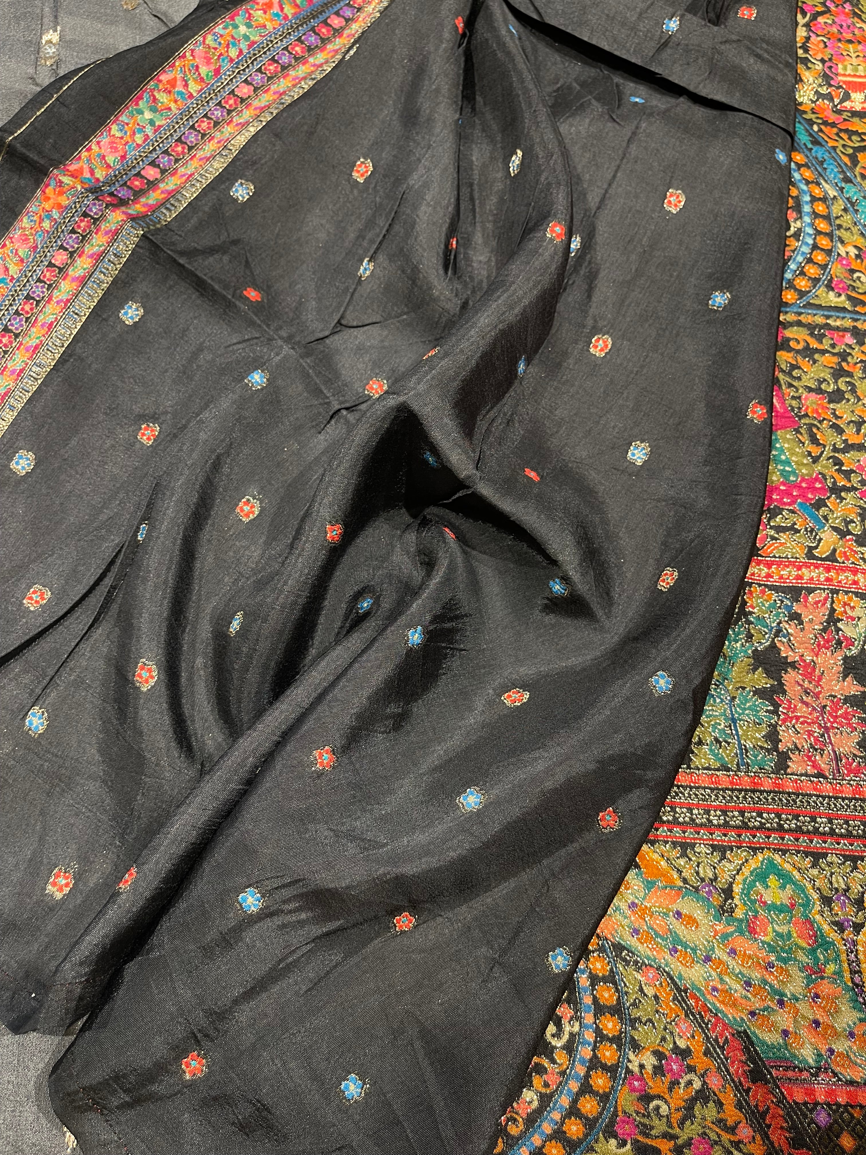 Pashmina silk saree - Black brocade PS01