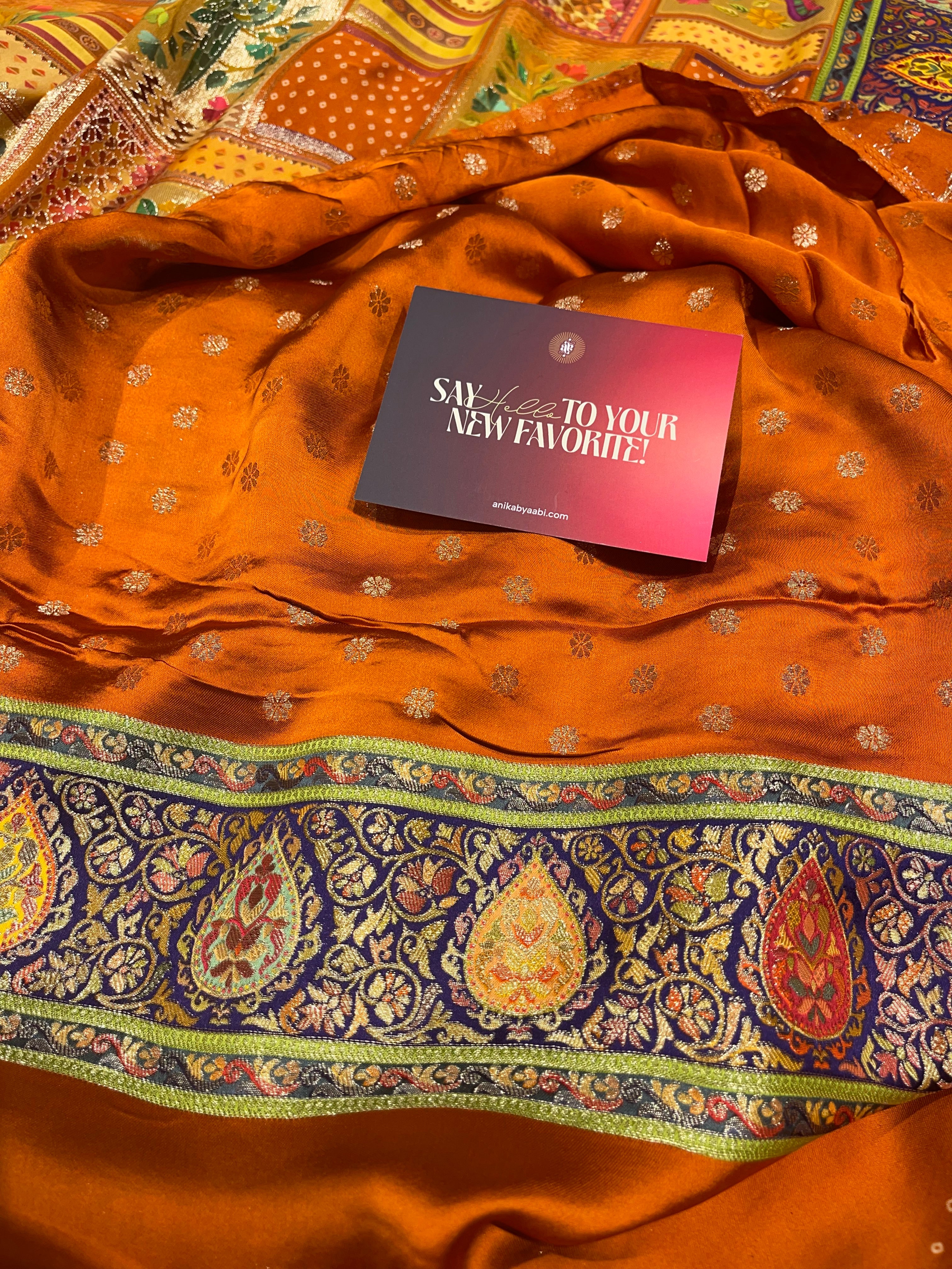 Pashmina silk saree - Orange Multi tone PS07
