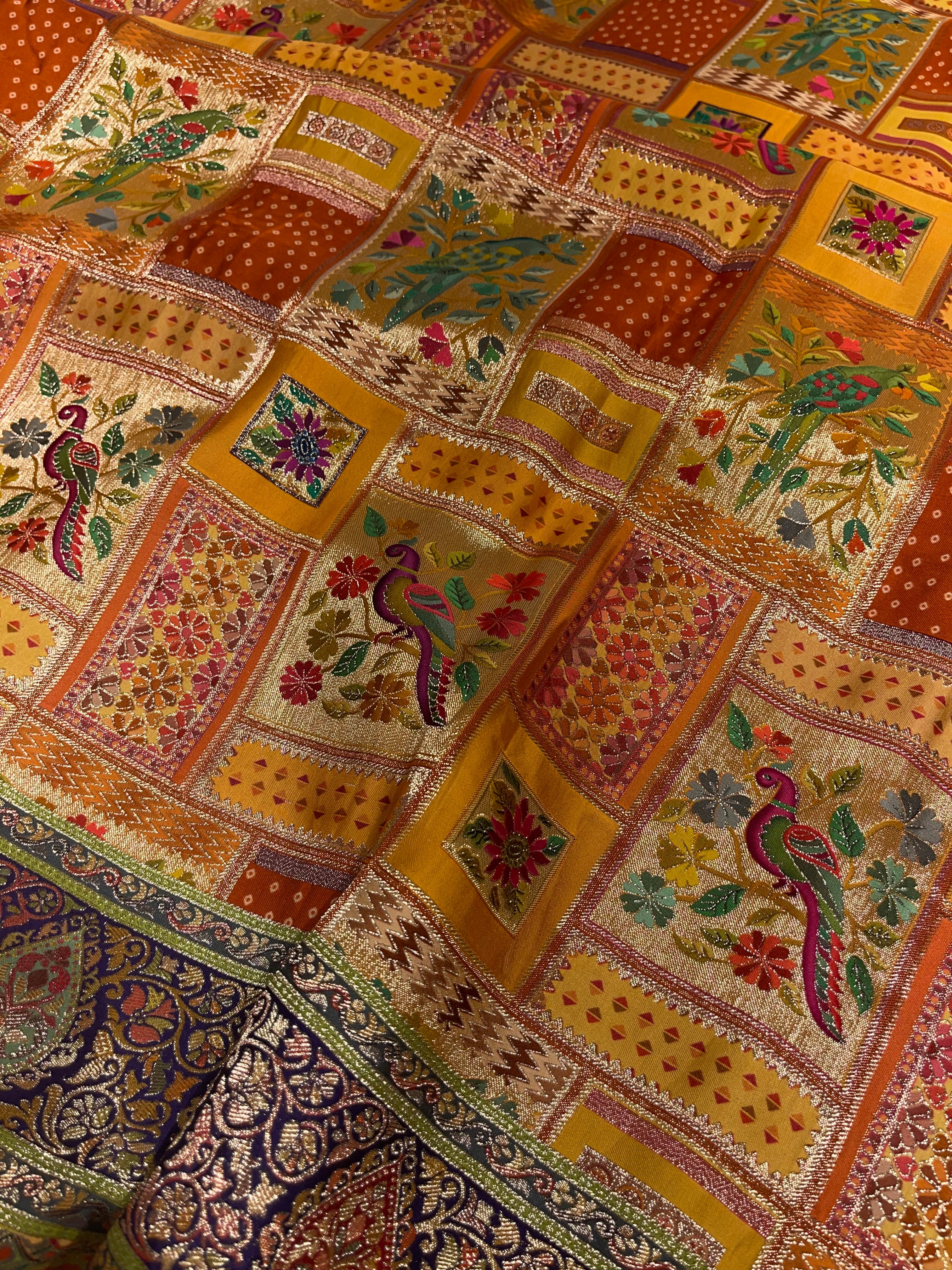 Pashmina silk saree - Orange Multi tone PS07