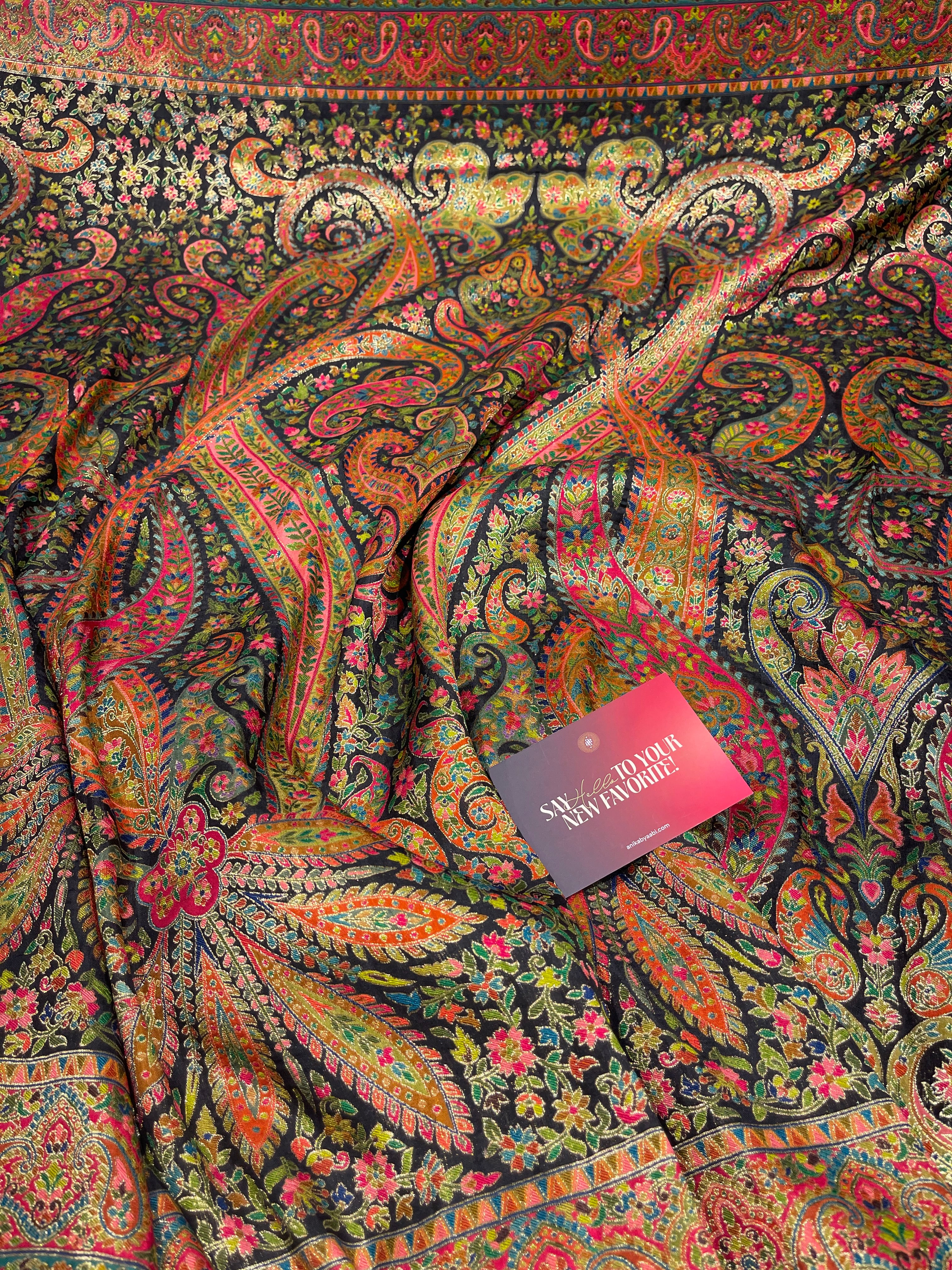 Pashmina silk saree - Black Elegance PS05