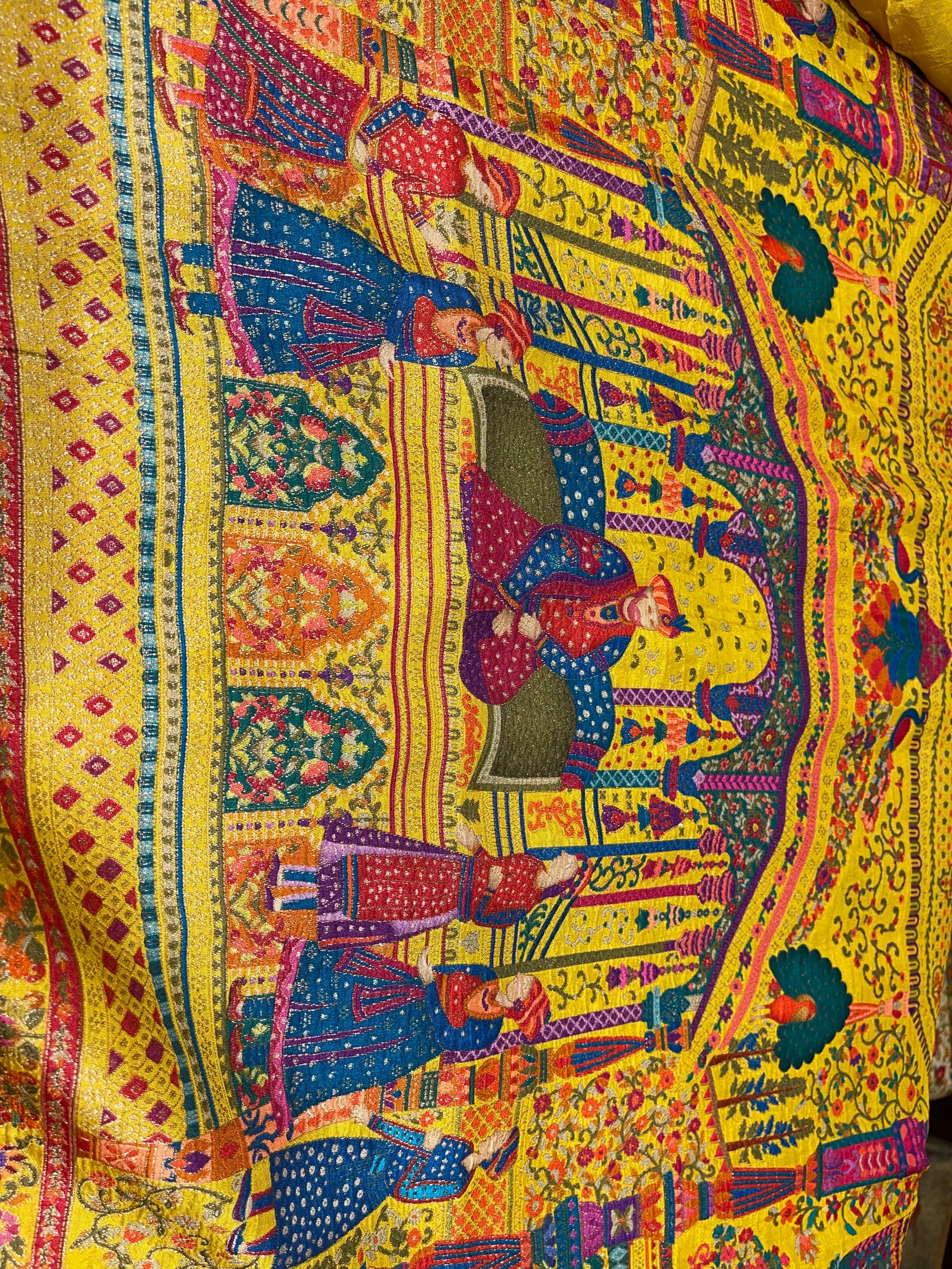 Pashmina silk saree - yellow Brocade PS02