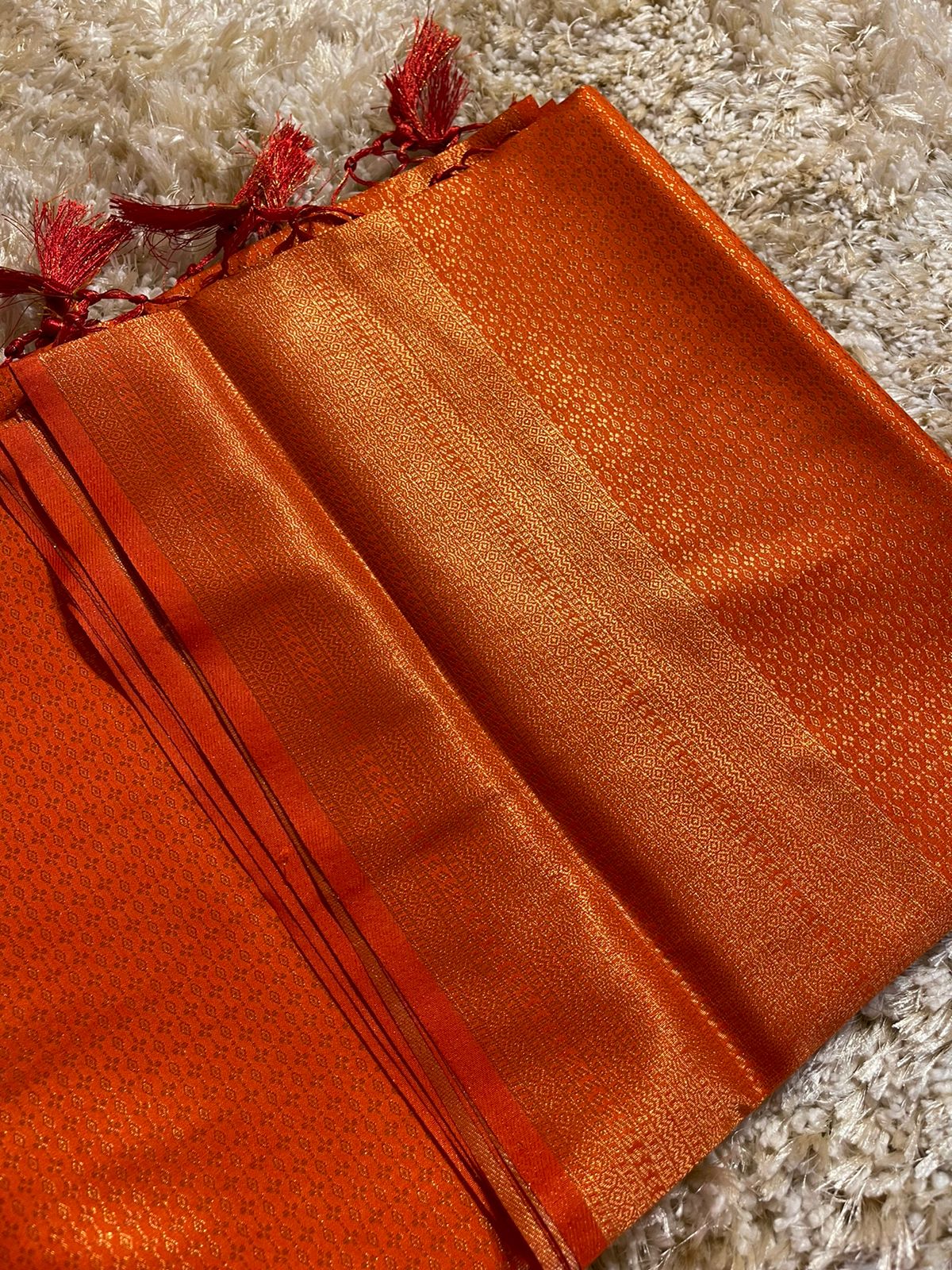 ROYAL AFFAIR -ORANGE BANARASI BROCADE SILK SAREE