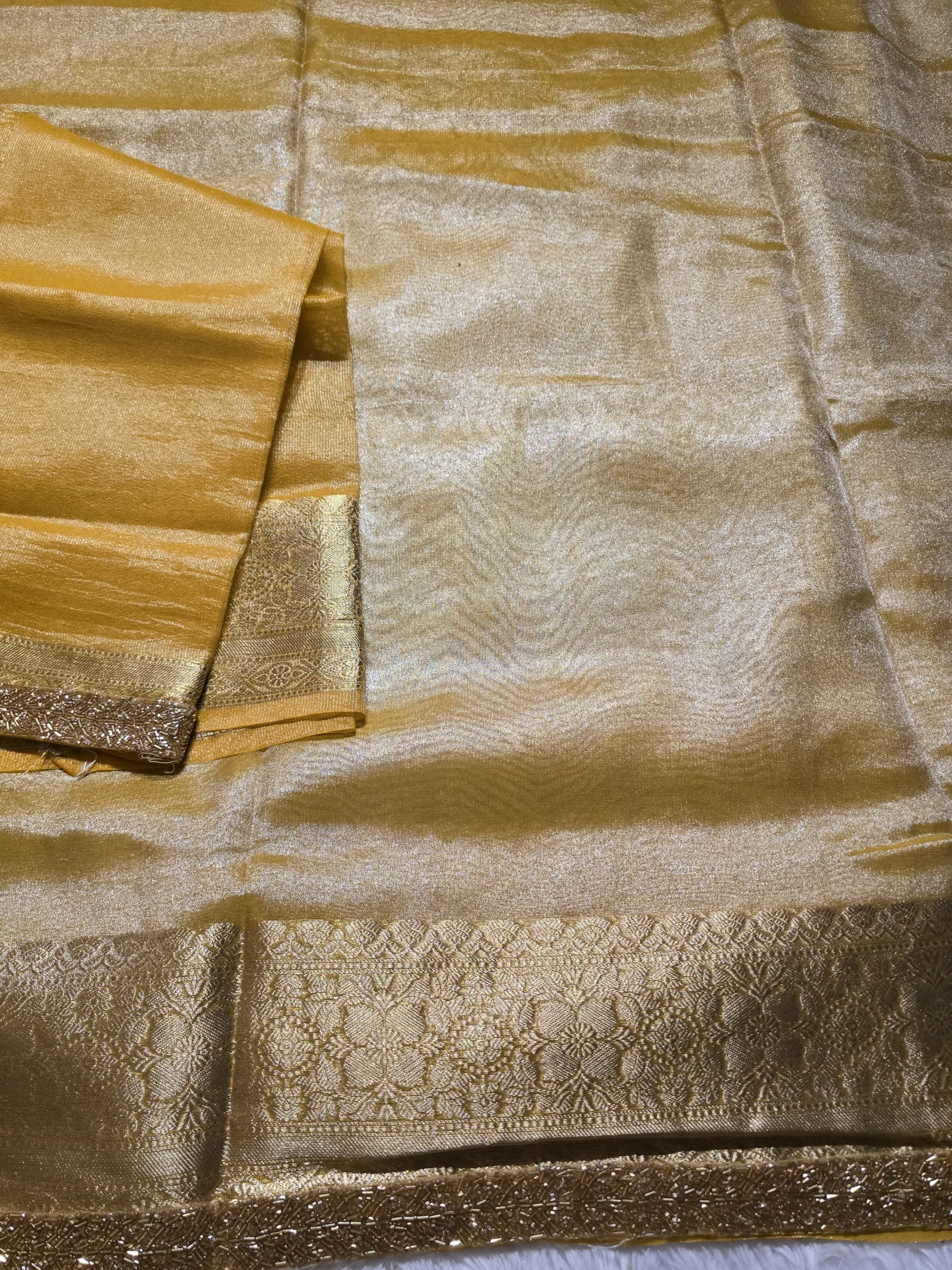 TISSUE BEATS-ROYAL YELLOW SAREE