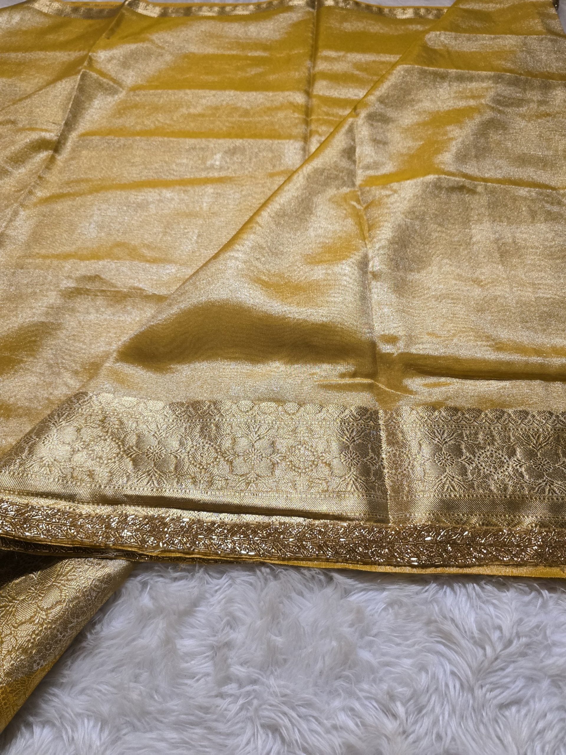 TISSUE BEATS-ROYAL YELLOW SAREE