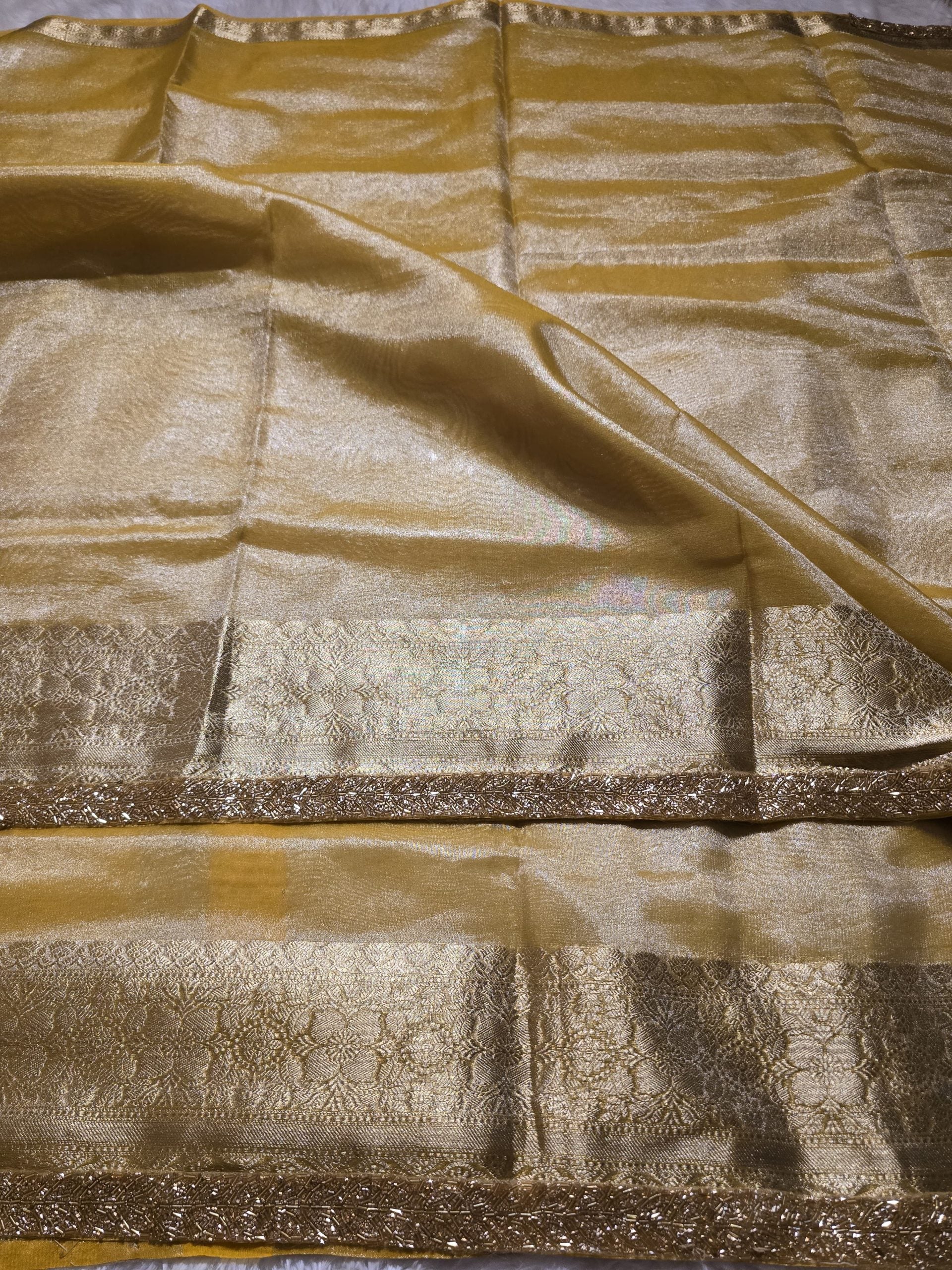 TISSUE BEATS-ROYAL YELLOW SAREE