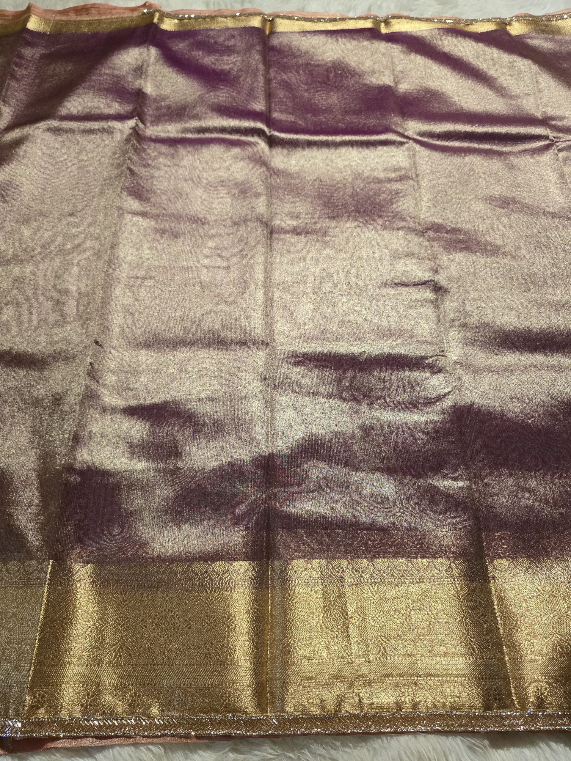 TISSUE LACE-PURPLE PEACH DUAL TONE SAREE