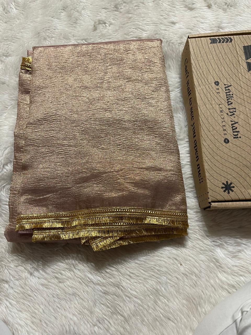 CRUSH LACE-BROWN ROSY SAREE