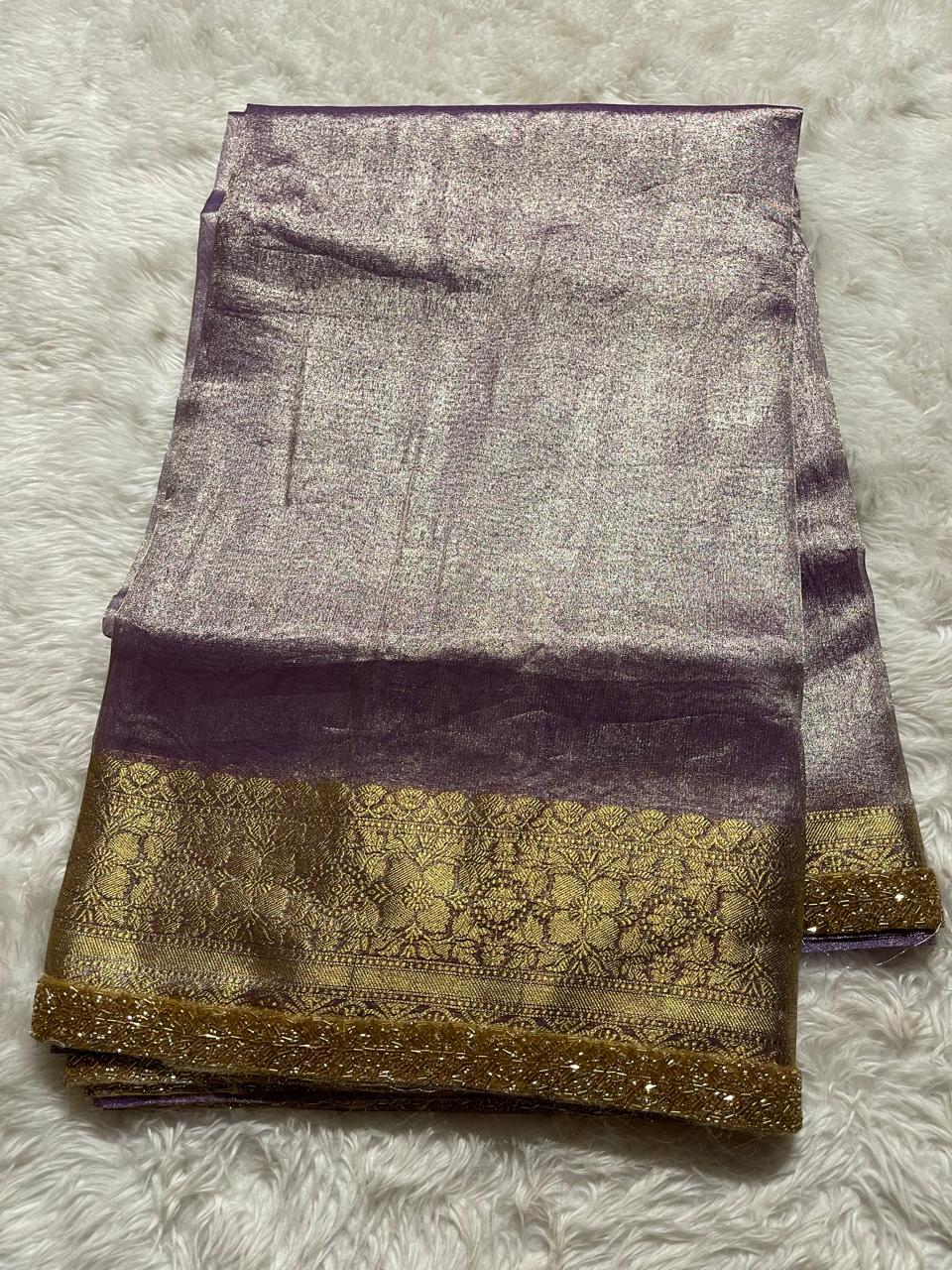 TISSUE BEATS-PURPLE SAREE