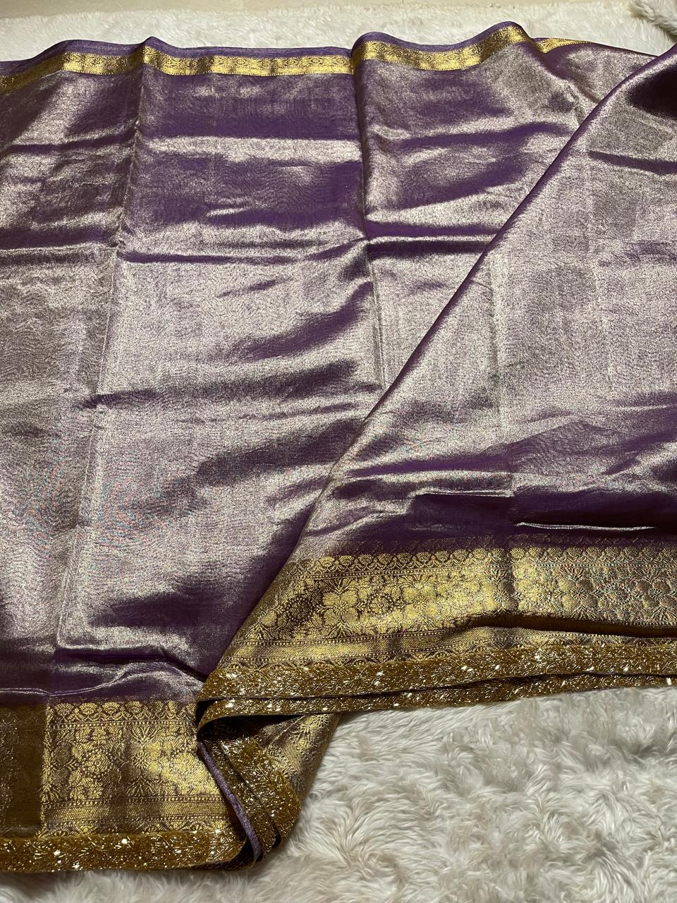 TISSUE BEATS-PURPLE SAREE