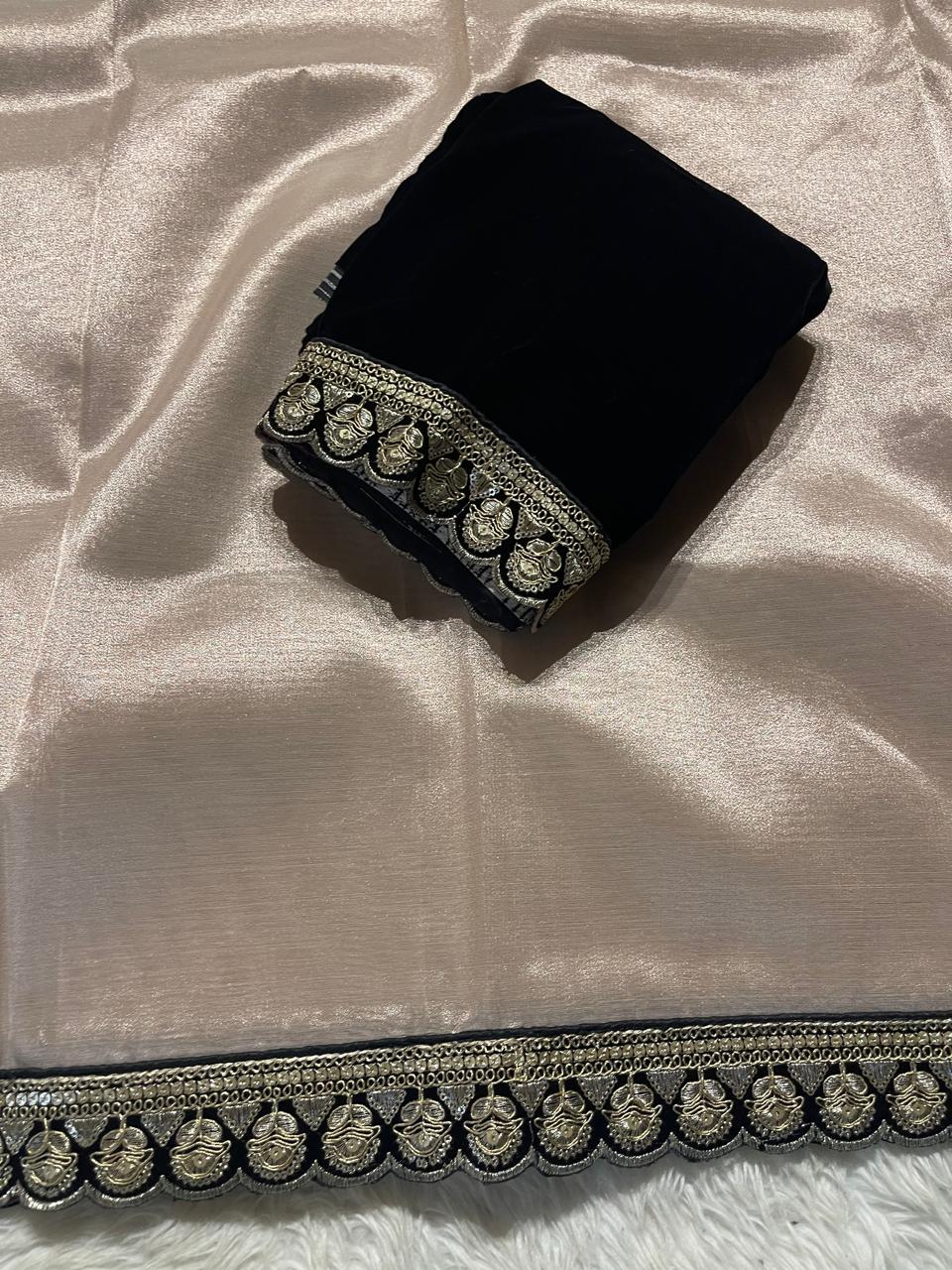 ANIKA LUXE-SCALOP PASTEL PINK SAREE