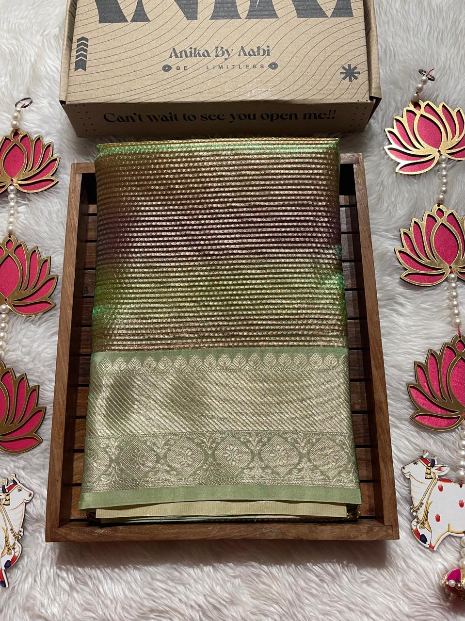 SWAGATH MULTI COLOR-GREEN SAREE