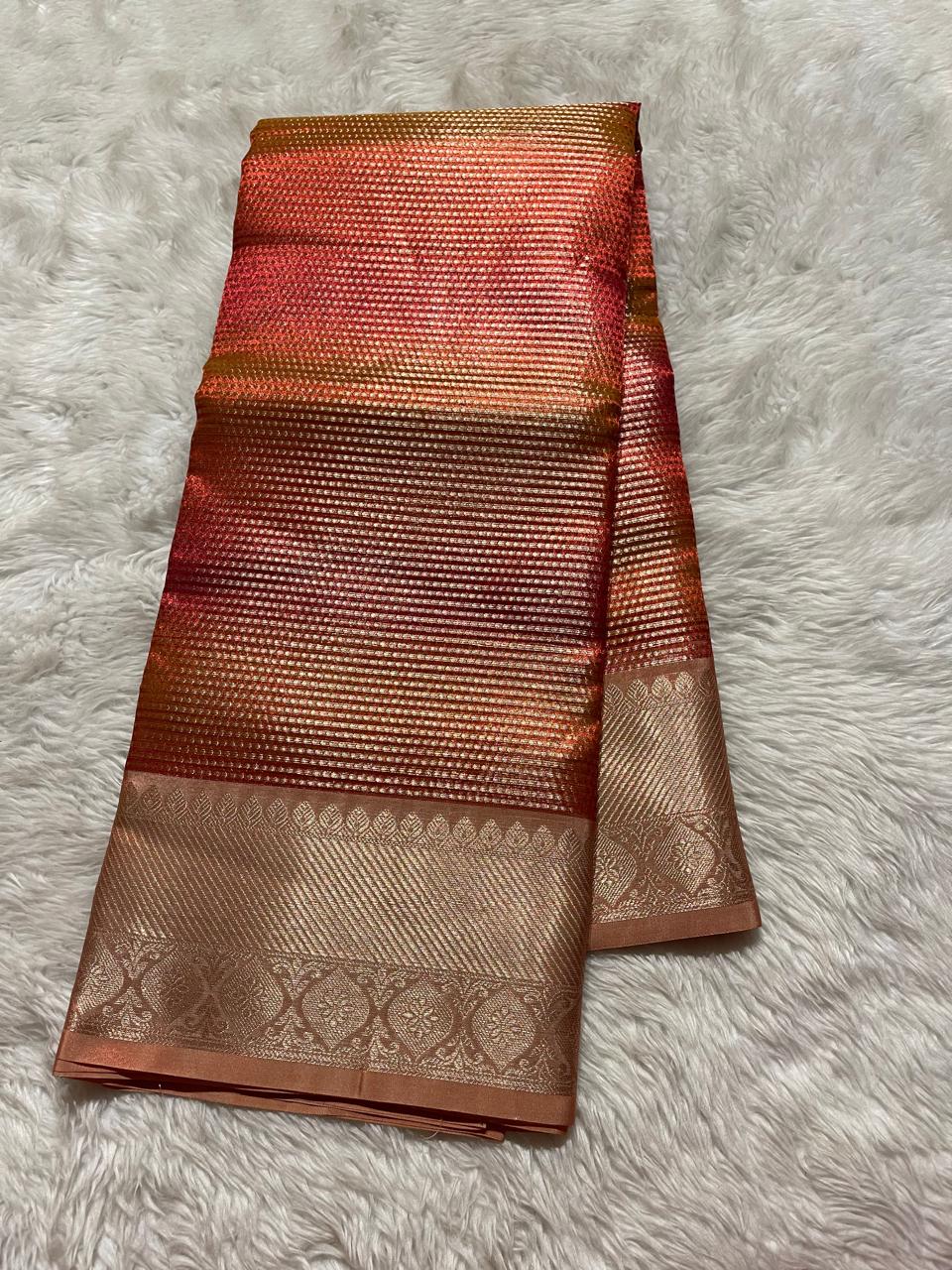 SWAGATH MULTI COLOR-BRICK RED SAREE