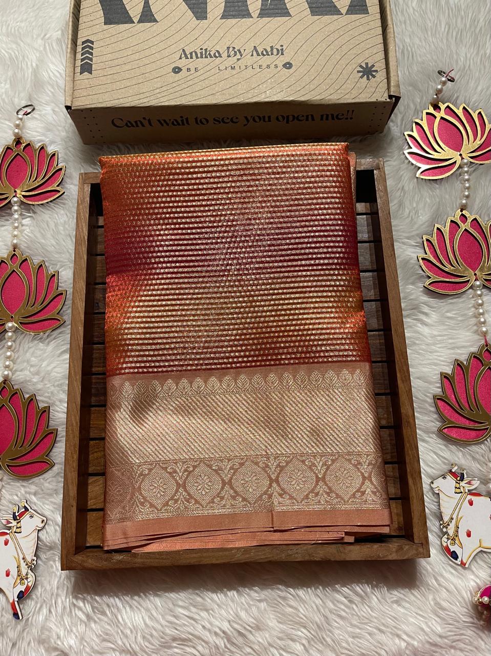 SWAGATH MULTI COLOR-BRICK RED SAREE