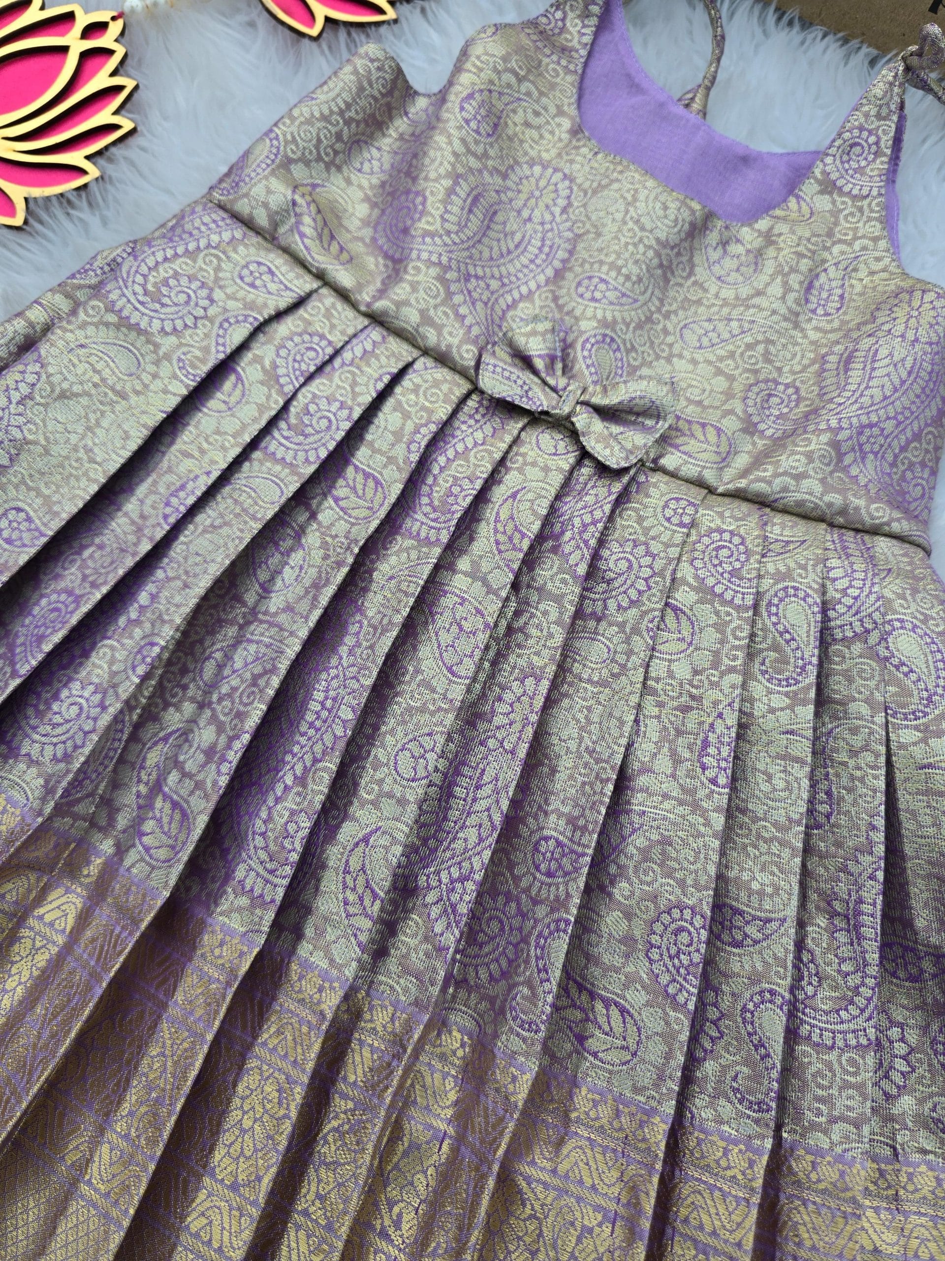 SWAYAM KIDS FROCK-PASTEL LILAC MANGO SMALL BORDER