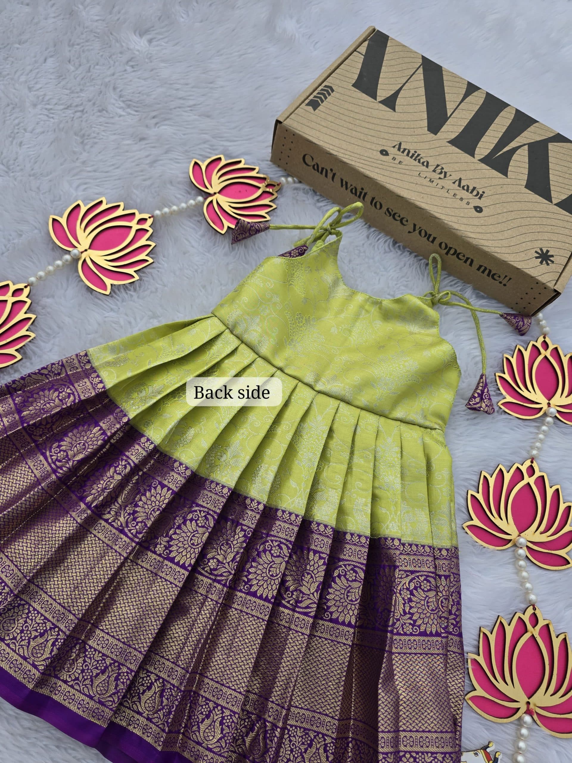 SWAYAM KIDS FROCK-GREEN WITH PURPLE