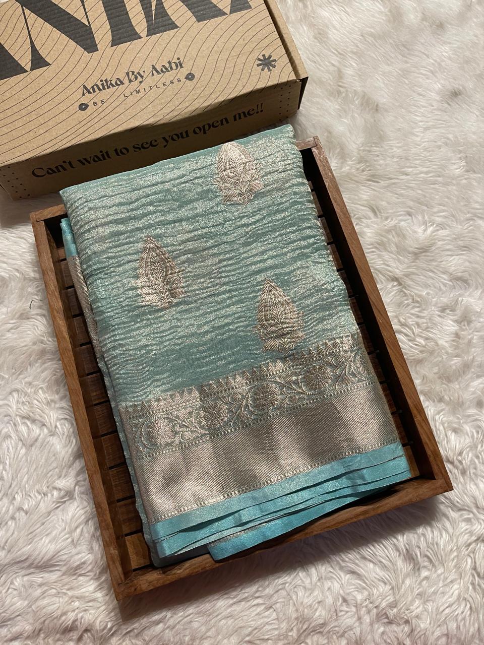 CRUSH MOTIF-PASTEL SKY BLUE SAREE