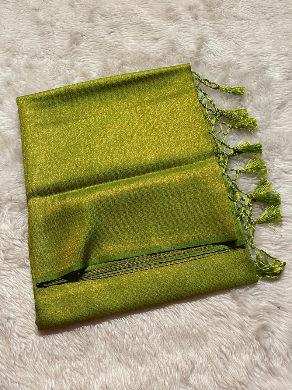 ROYAL AFFAIR-PARROT GREEN BANARASI BROCADE SILK SAREE