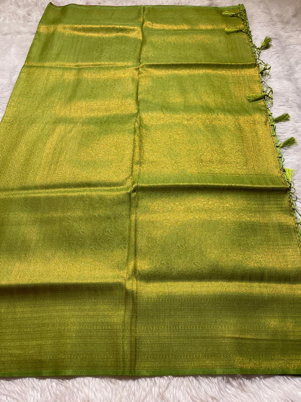 ROYAL AFFAIR-PARROT GREEN BANARASI BROCADE SILK SAREE