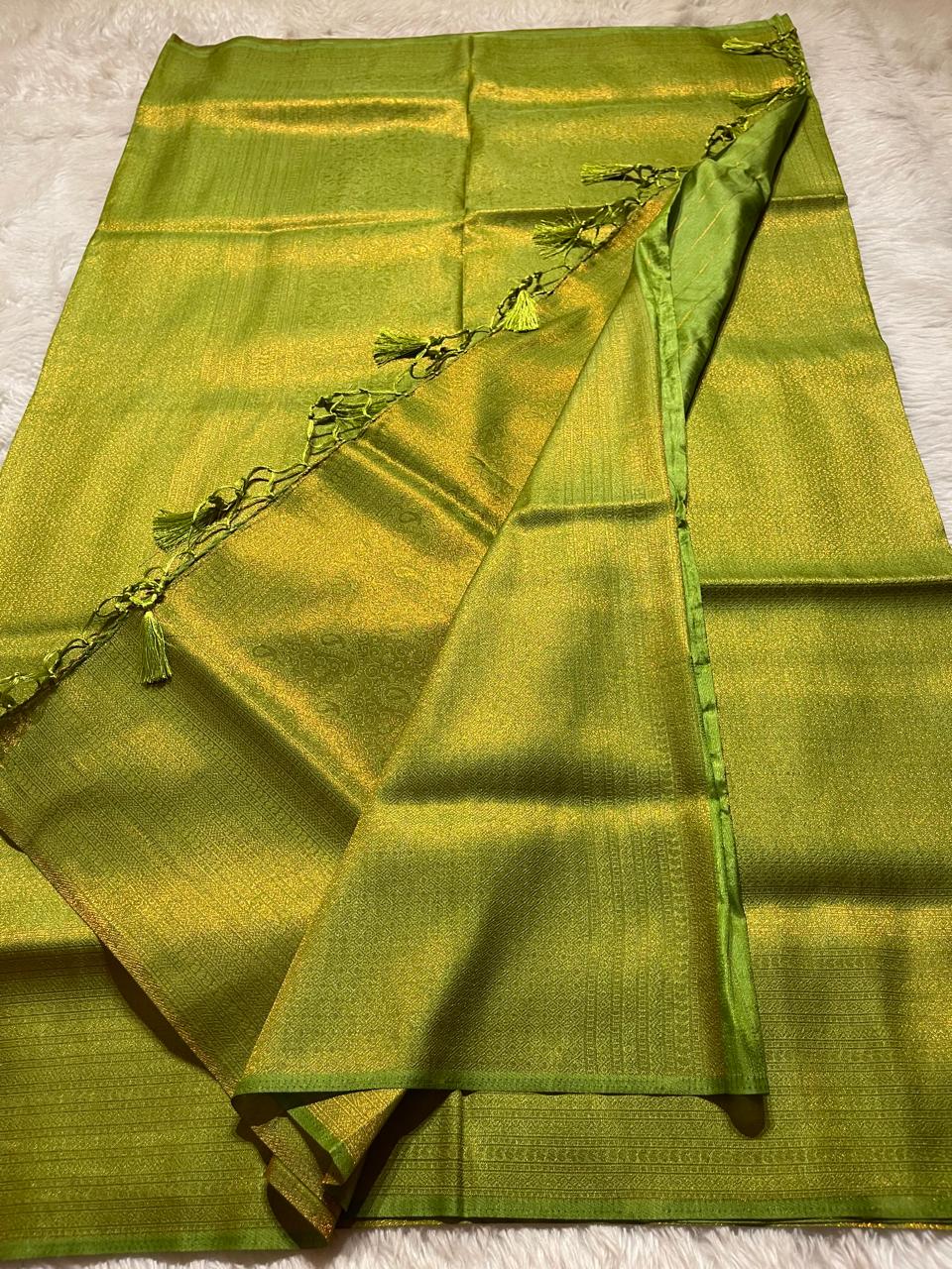 ROYAL AFFAIR-PARROT GREEN BANARASI BROCADE SILK SAREE