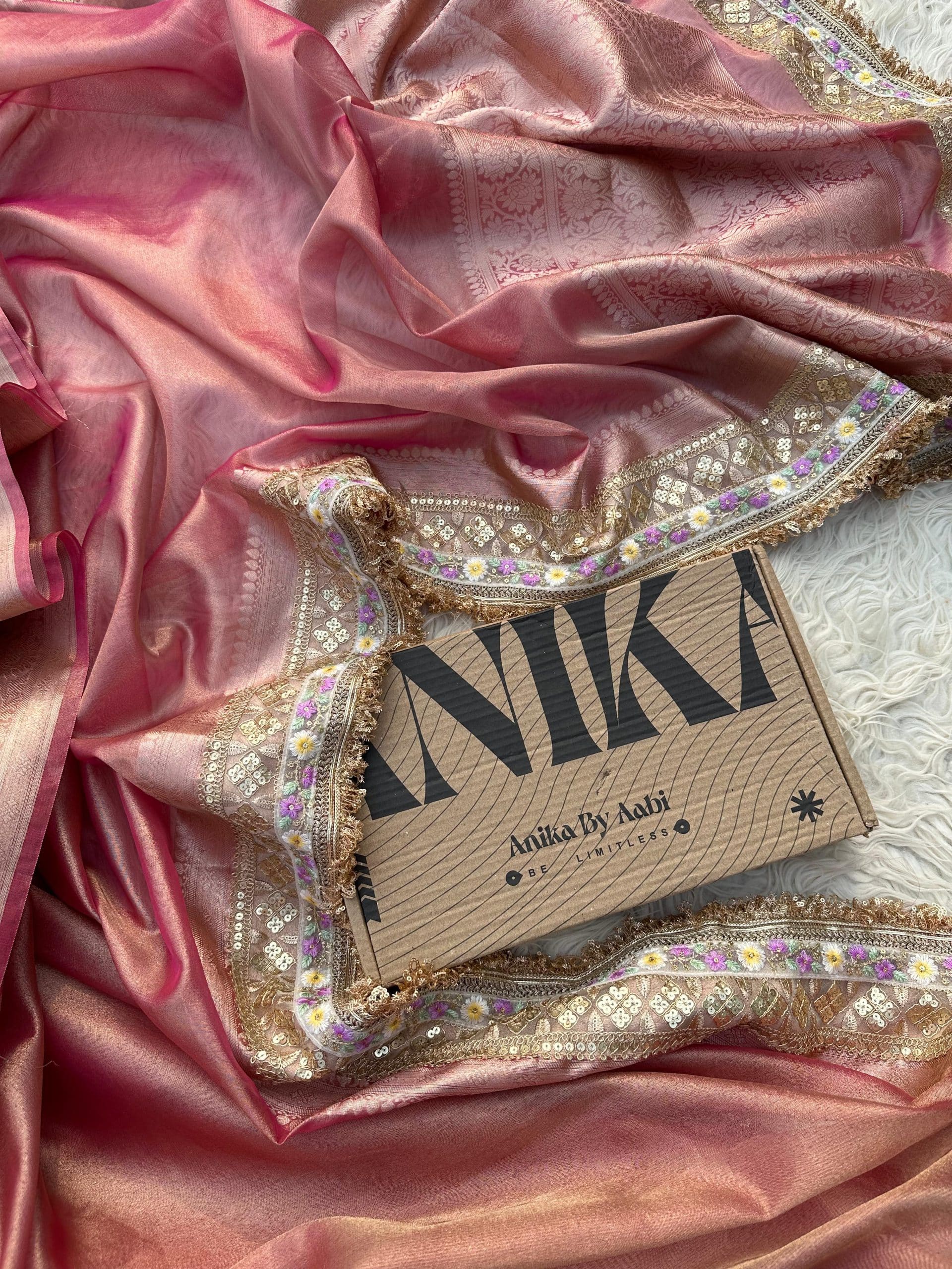 TISSUE LUXE-PINK SAREE