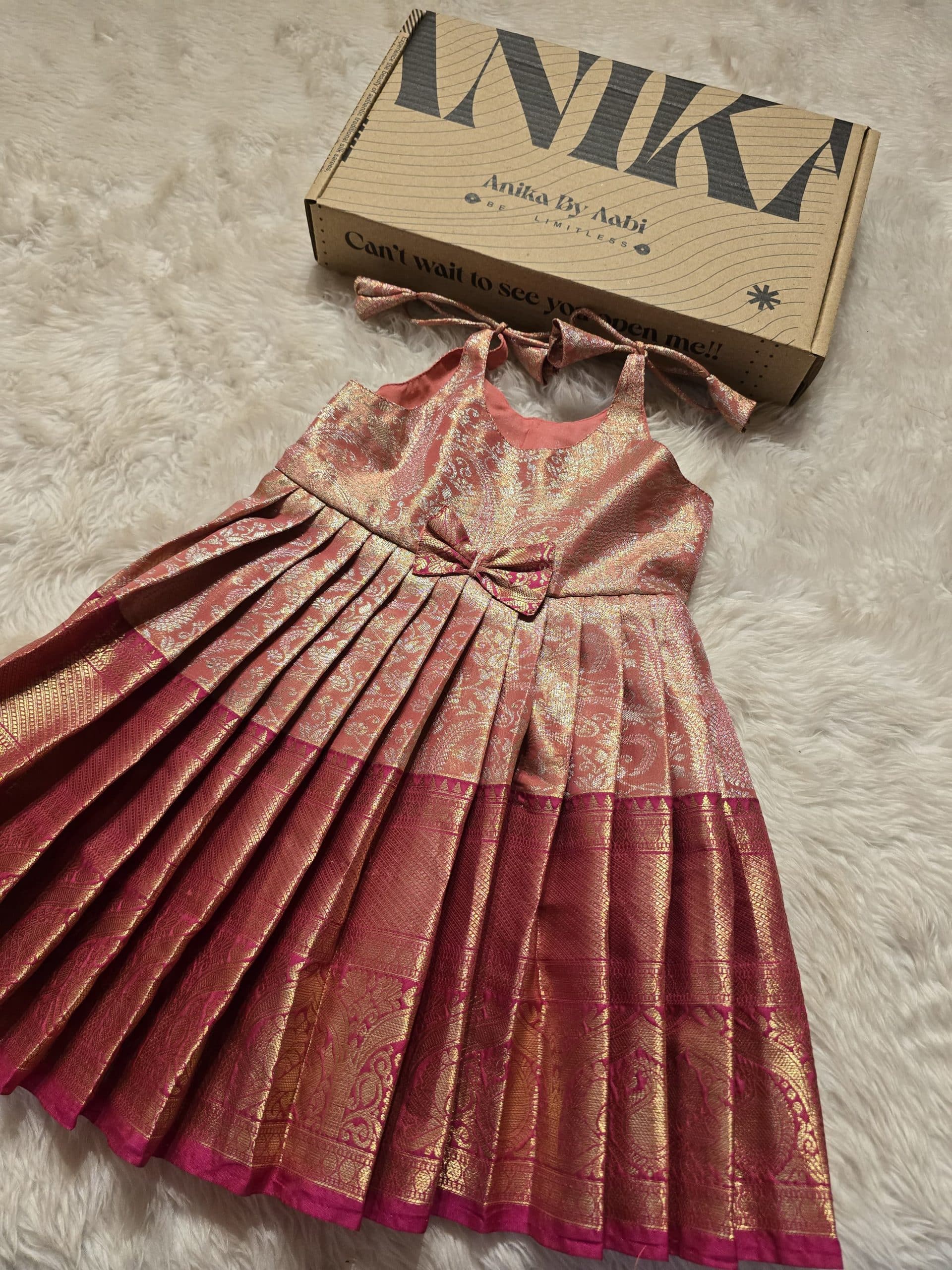 SWAYAM KIDS FROCK-RANIPINK MANGO BIG BORDER