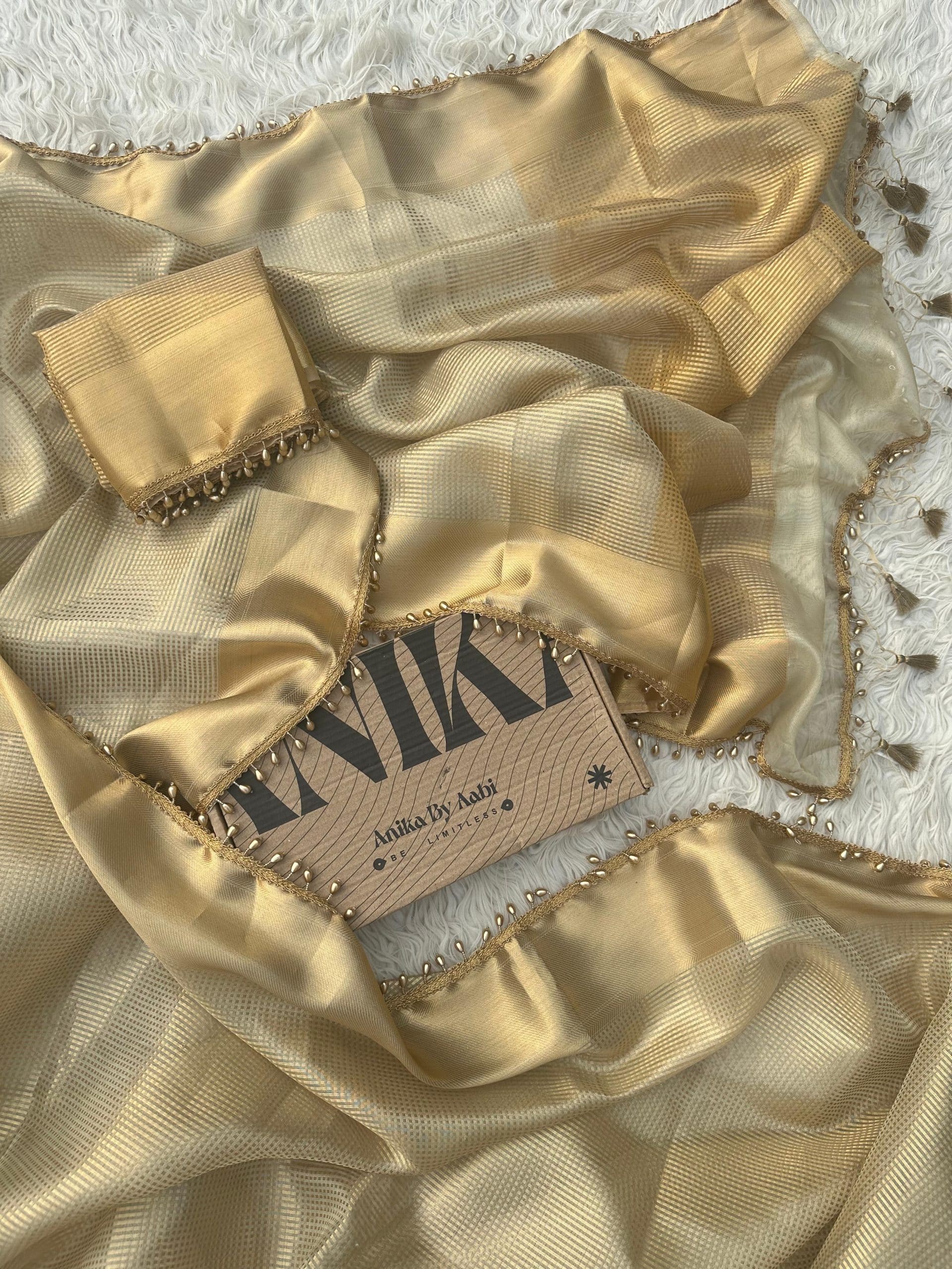 NAYAN-GOLD LACE SAREE