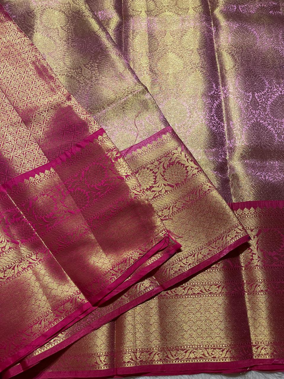 ROYAL TISSUE BANARASI-ROSEGOLD SAREE