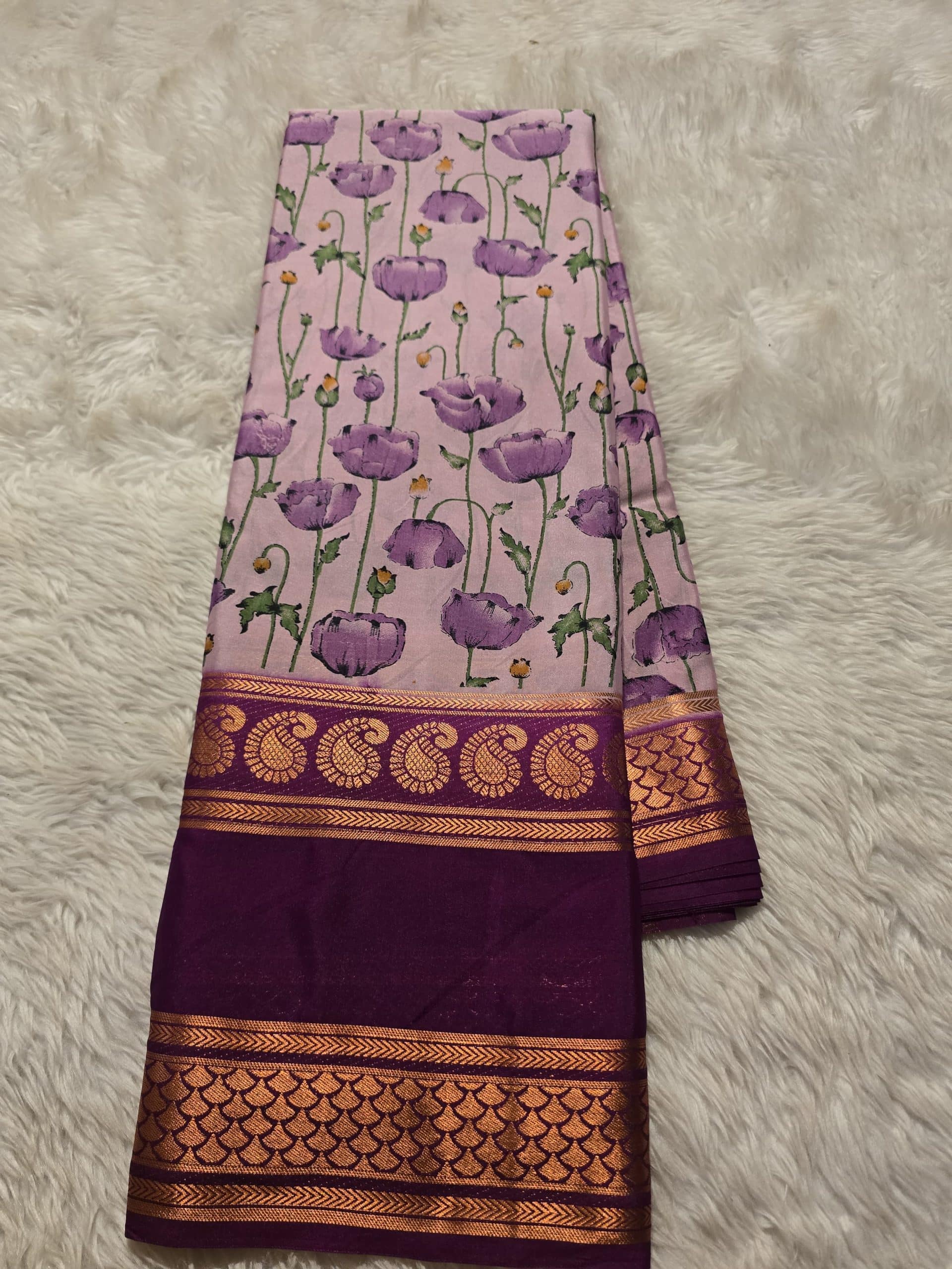 MYSORE FLORAL-PURPLE DUAL TONE SAREE