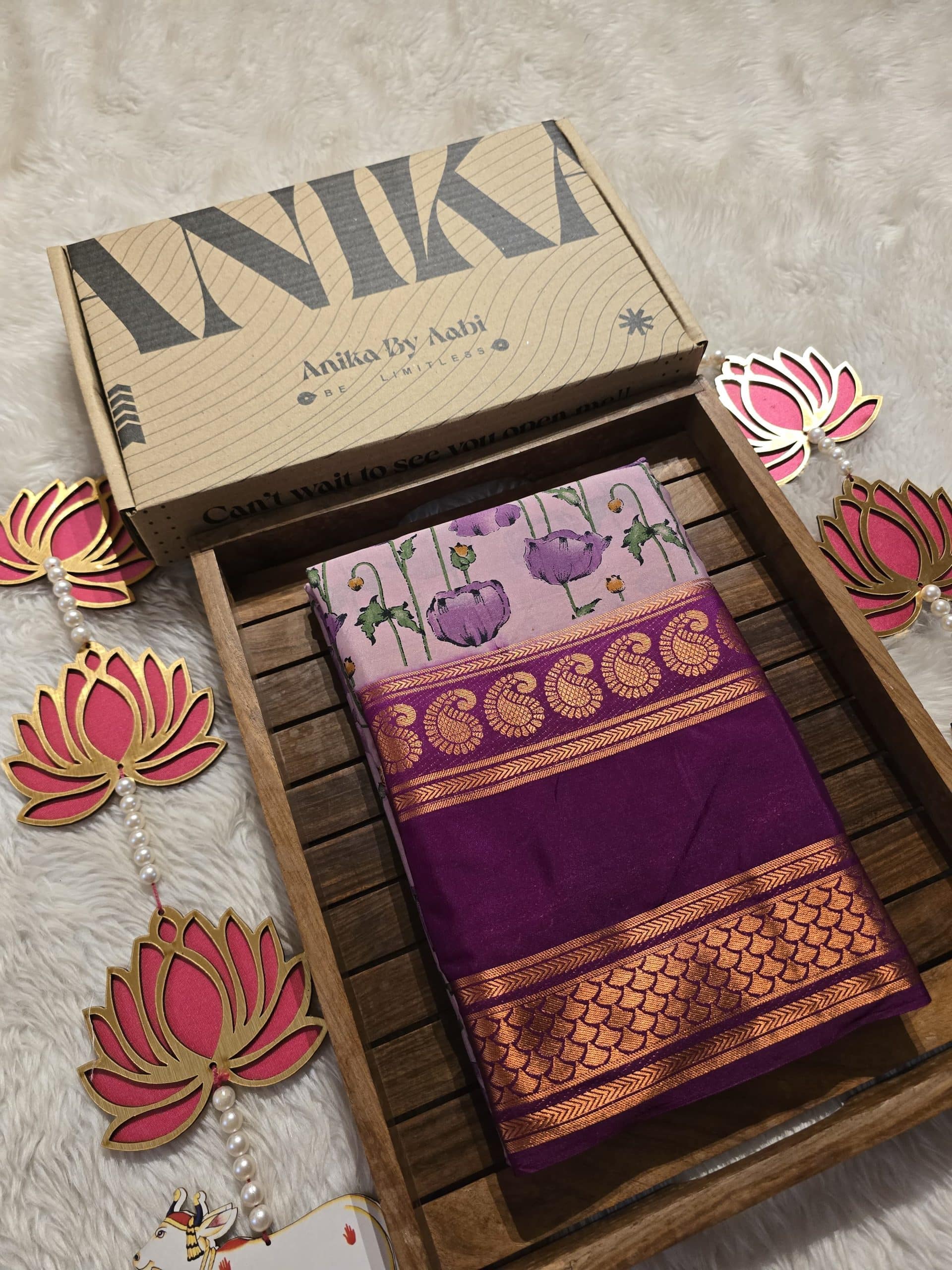 MYSORE FLORAL-PURPLE DUAL TONE SAREE