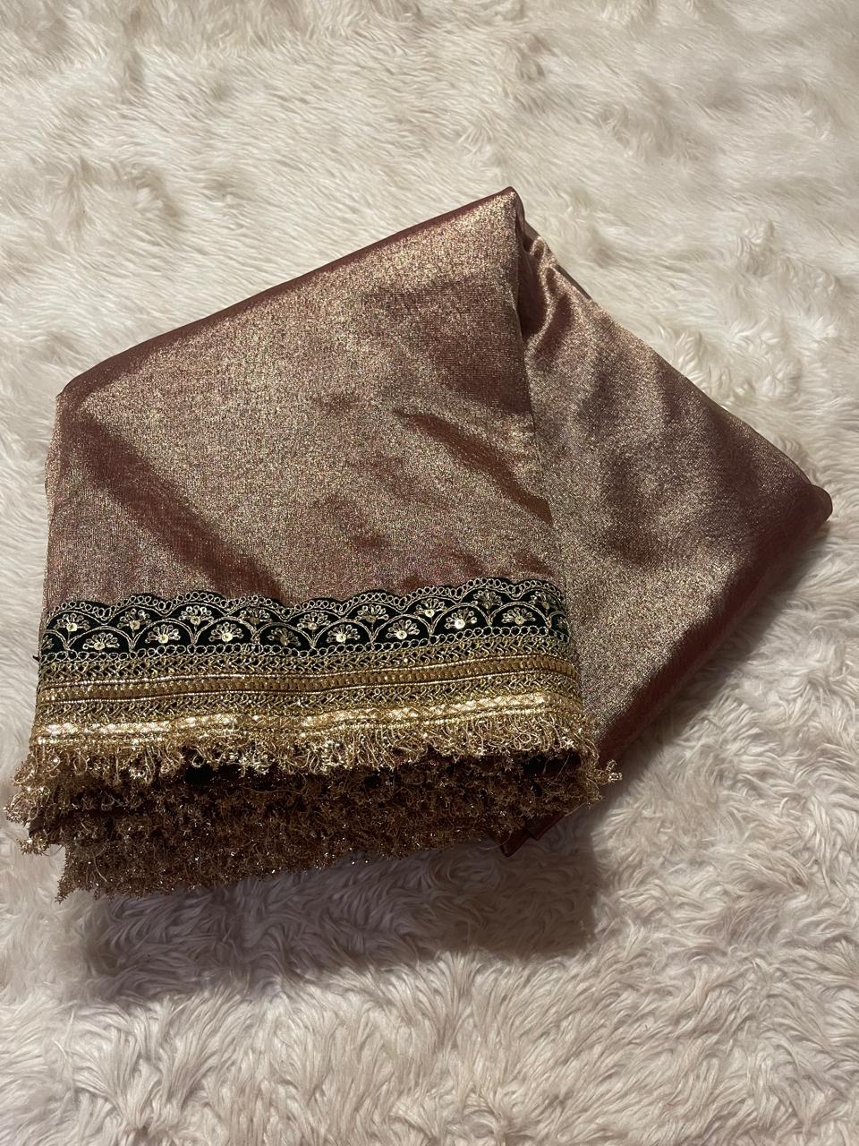 TISSUE LUXE SAREE - COFFEE