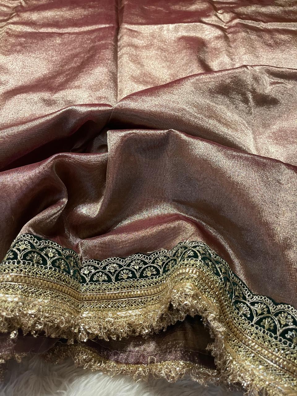 TISSUE LUXE SAREE - COFFEE