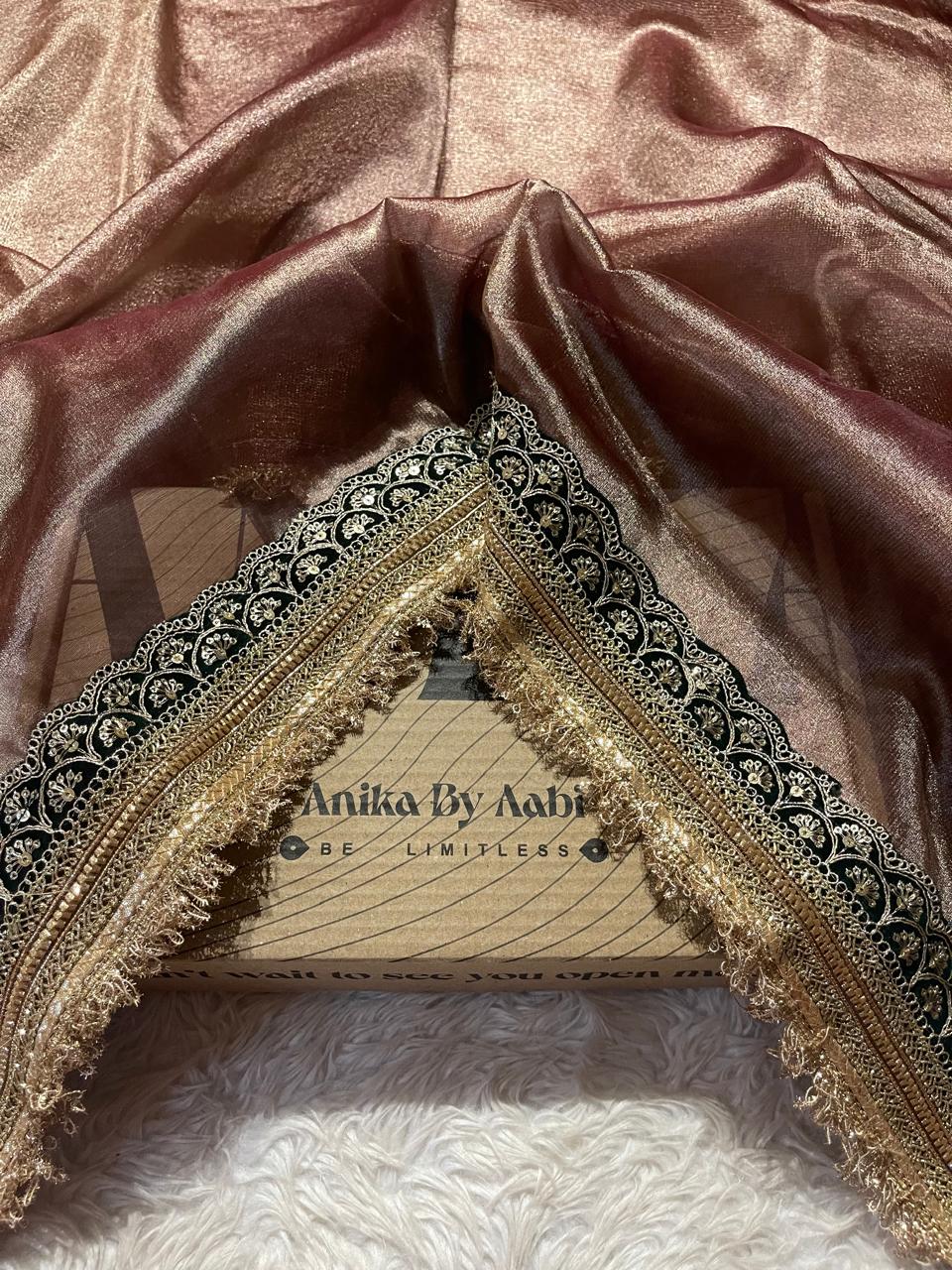 TISSUE LUXE SAREE - COFFEE