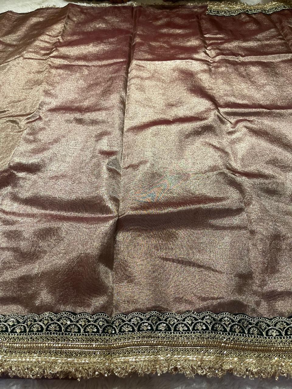 TISSUE LUXE SAREE - COFFEE