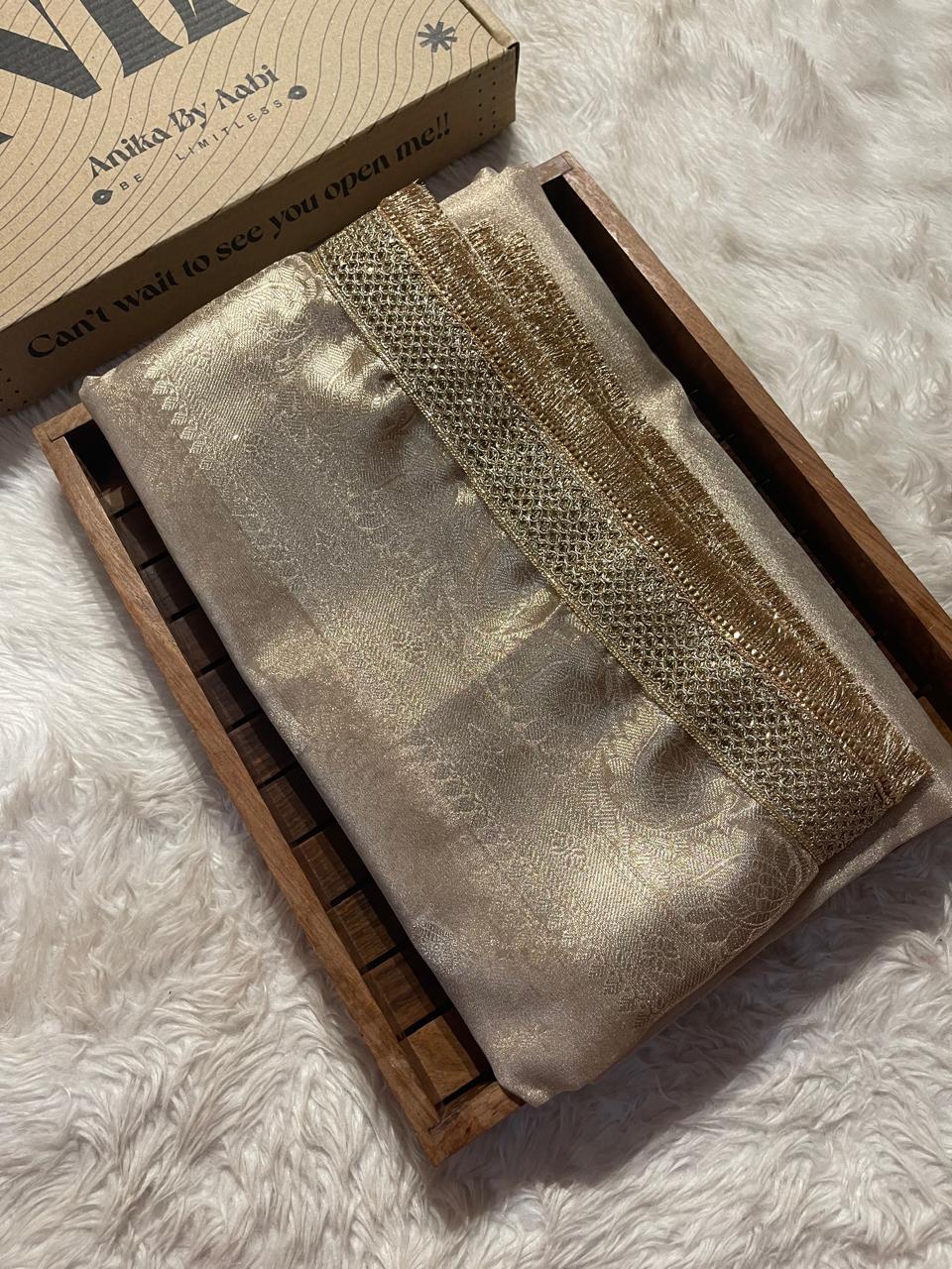 TISSUE LUXE-BEIGE GOLD SAREE