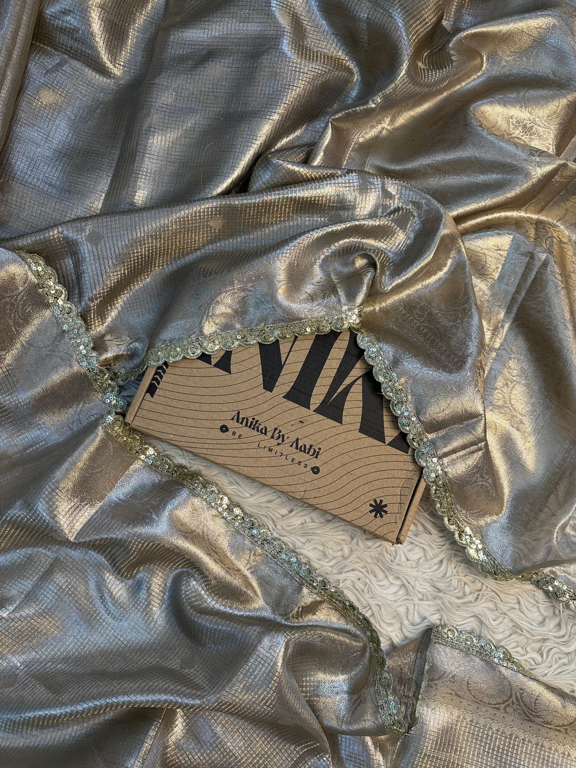 TISSUE SILVER BROCADE SAREE