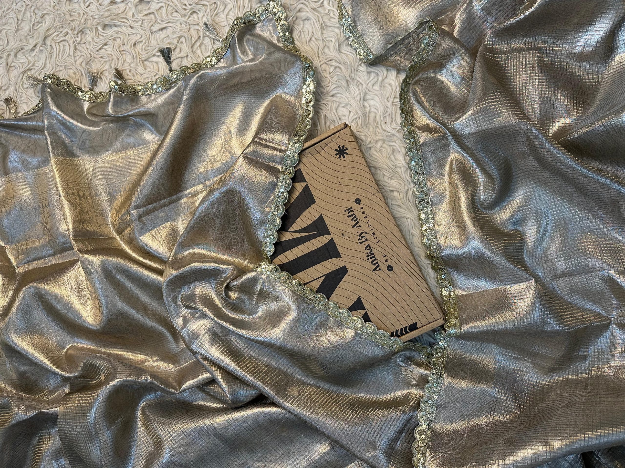 TISSUE SILVER BROCADE SAREE