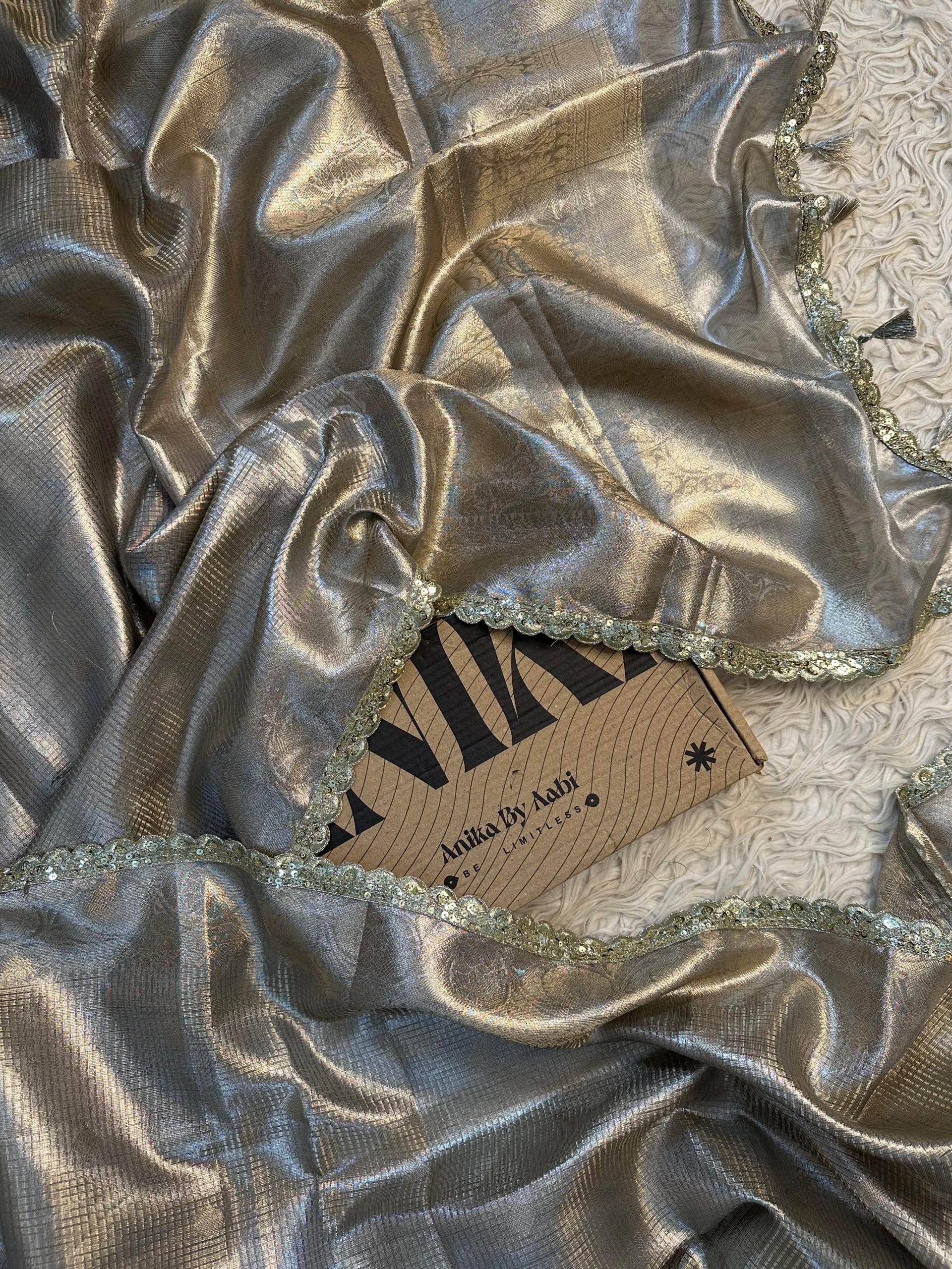 TISSUE SILVER BROCADE SAREE