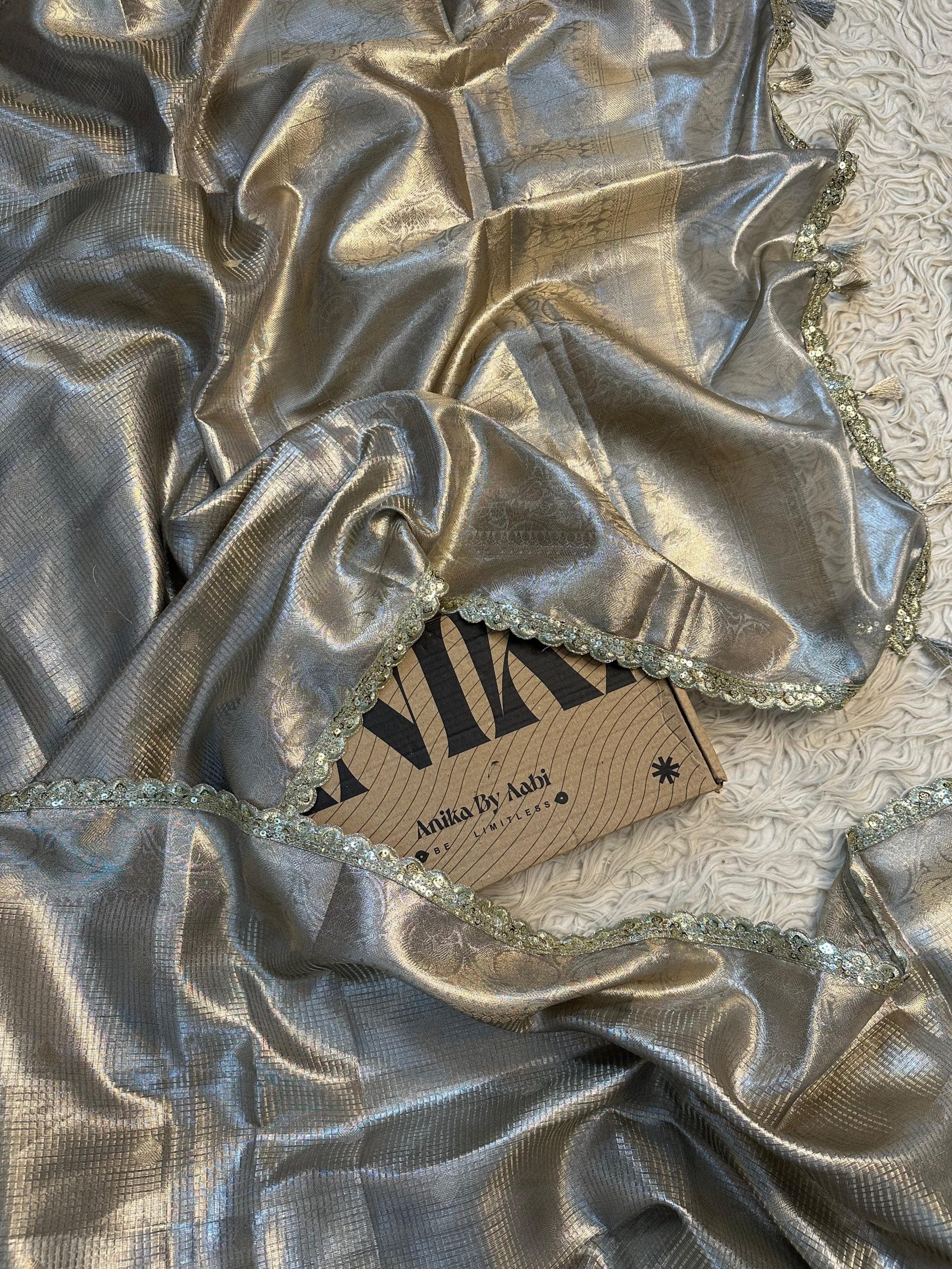 TISSUE SILVER BROCADE SAREE