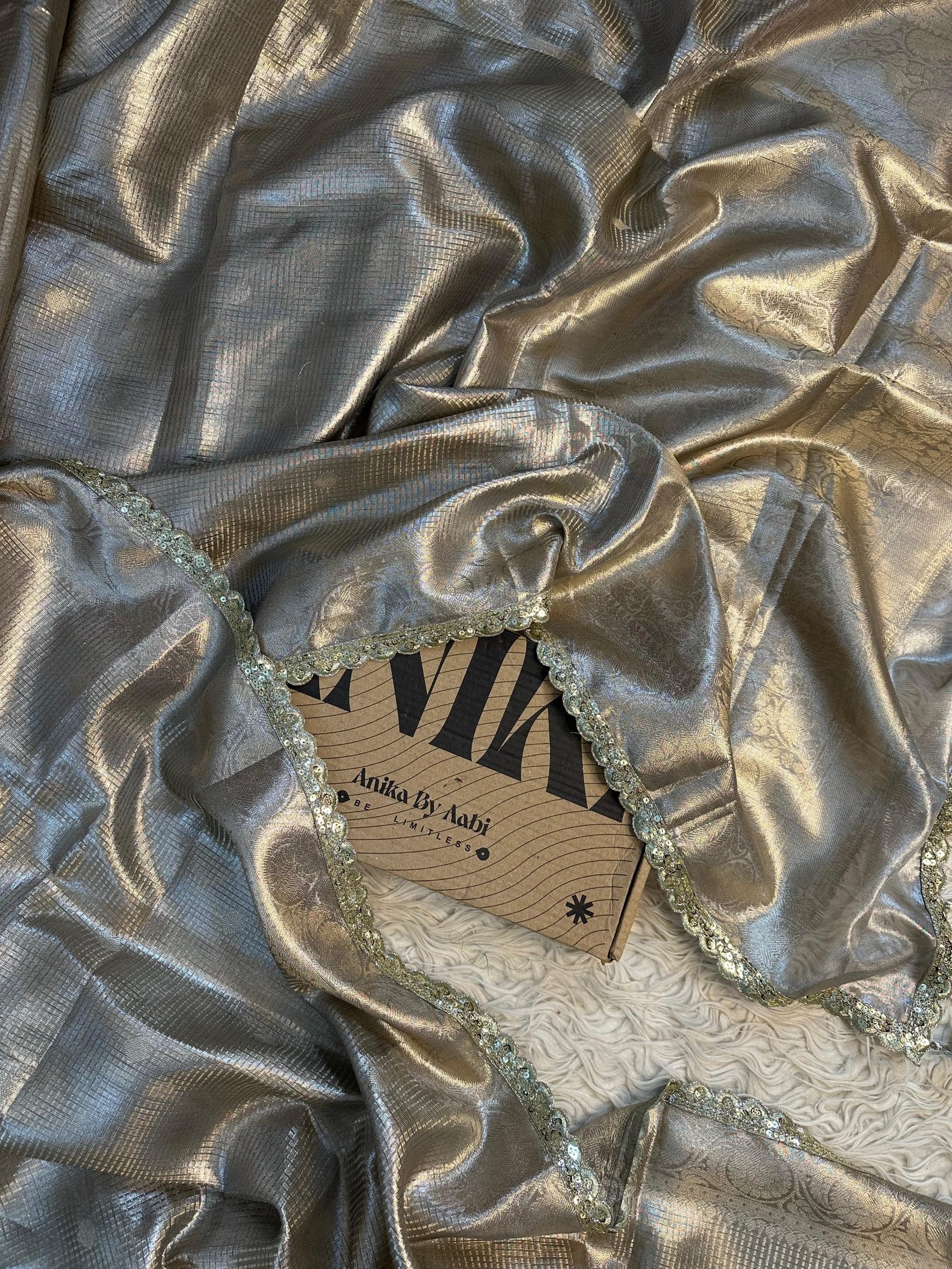 TISSUE SILVER BROCADE SAREE