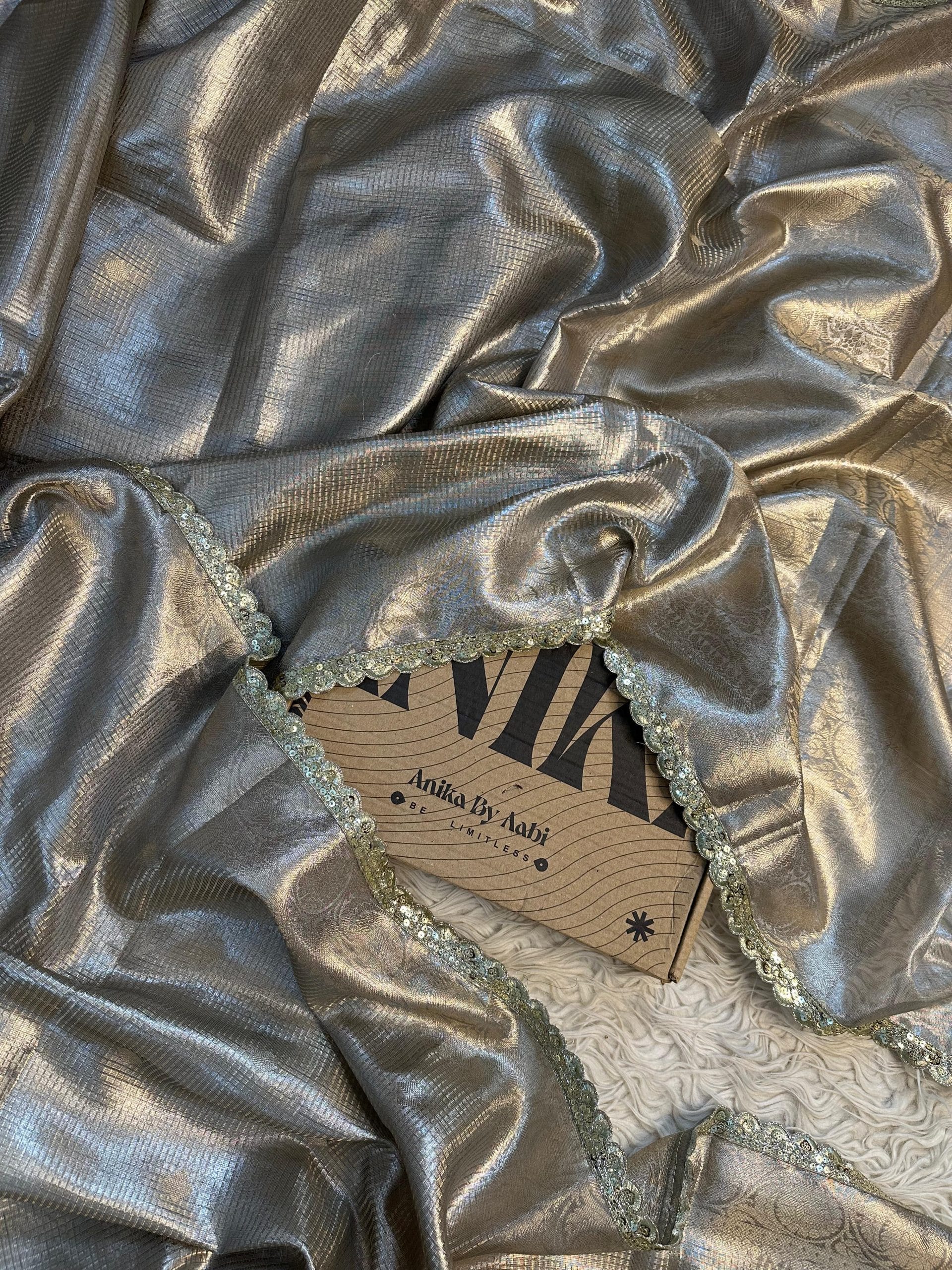 TISSUE SILVER BROCADE SAREE