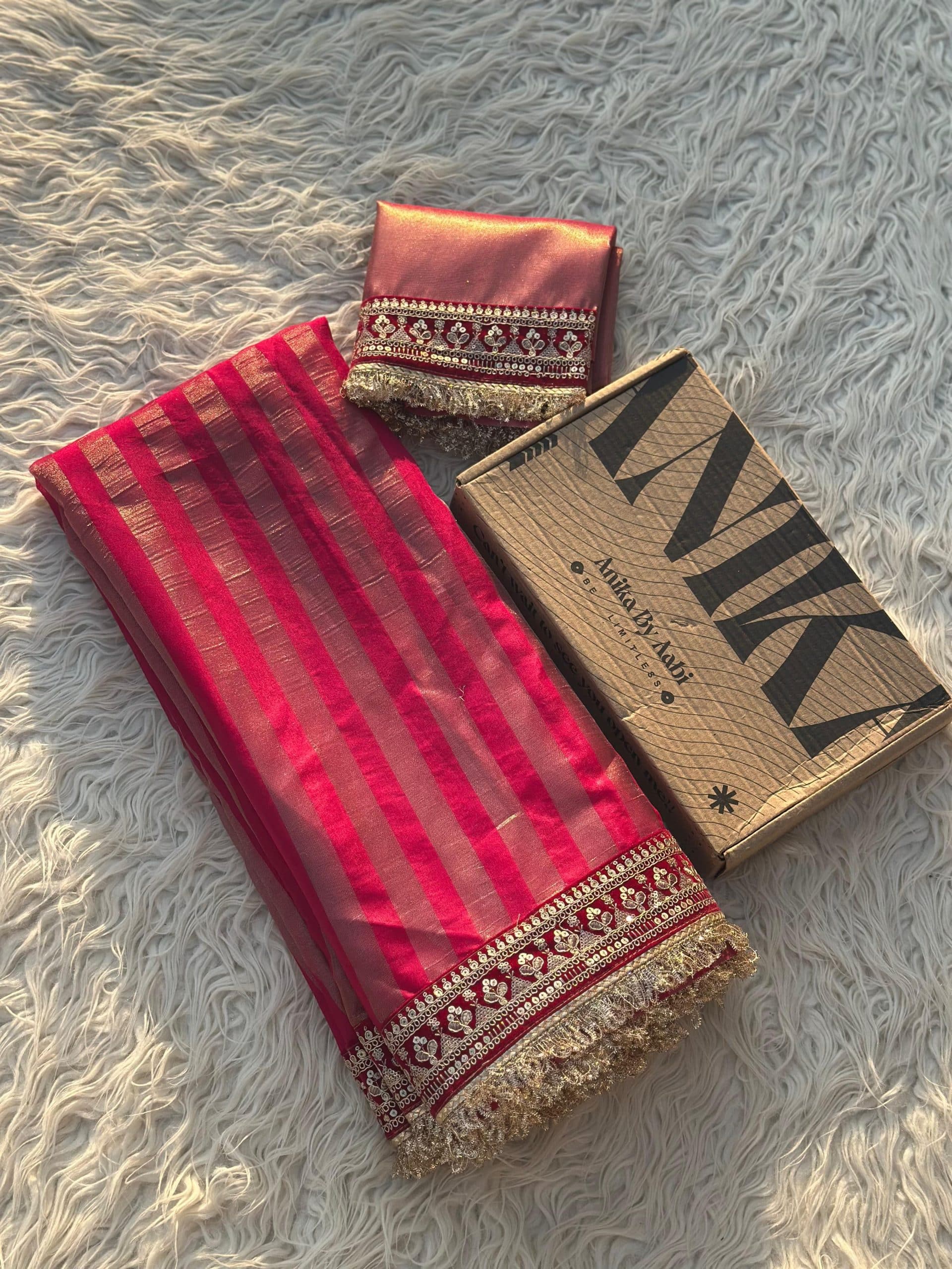 TISSUE LUXE - RANIPINK STRIPE SAREE