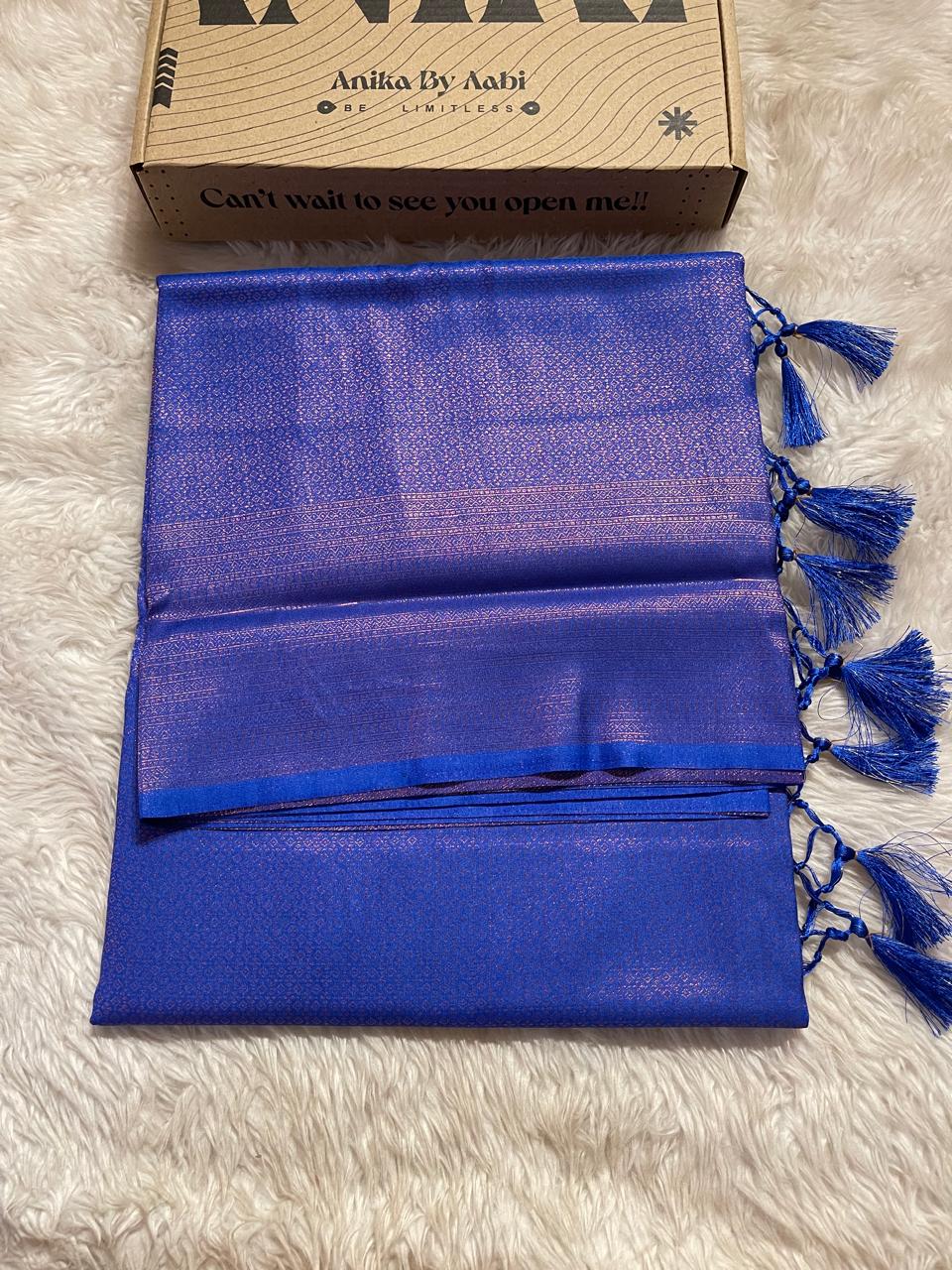 ROYAL AFFAIR-BANARASI BROCADE ROYAL BLUE  SILK SAREE